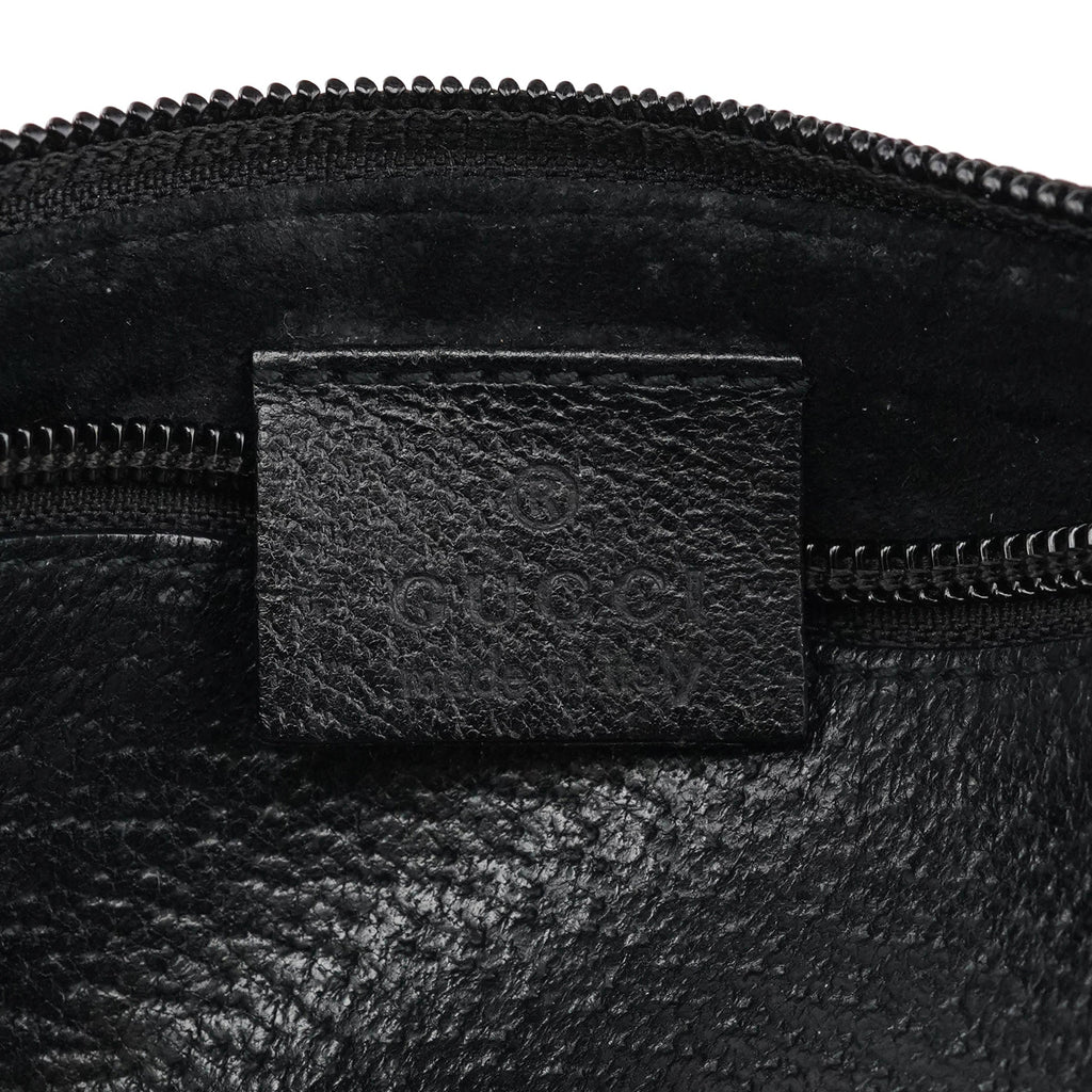 001 1883 Black Leather Bamboo Hobo Bag
