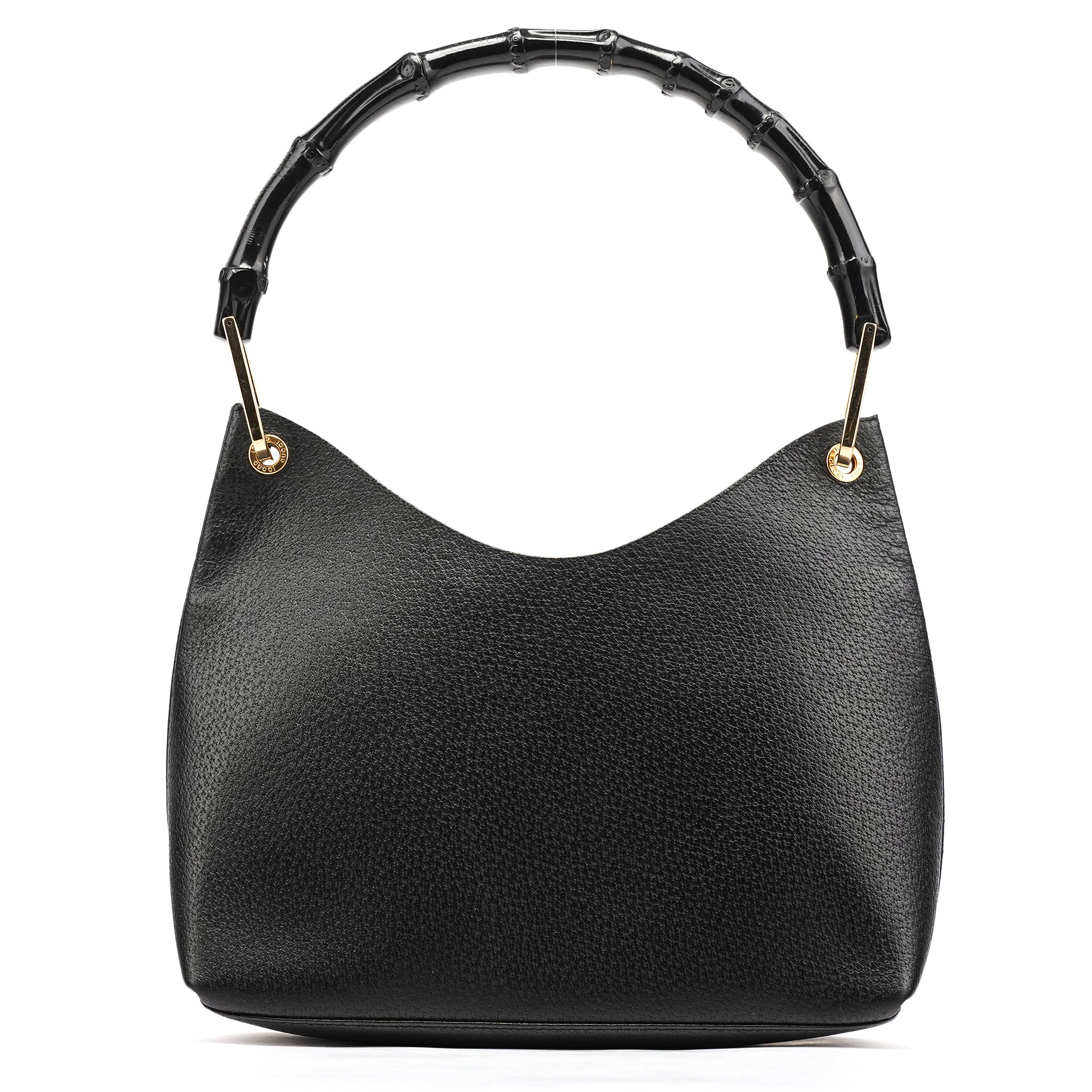 001 1883 Black Leather Bamboo Hobo Bag
