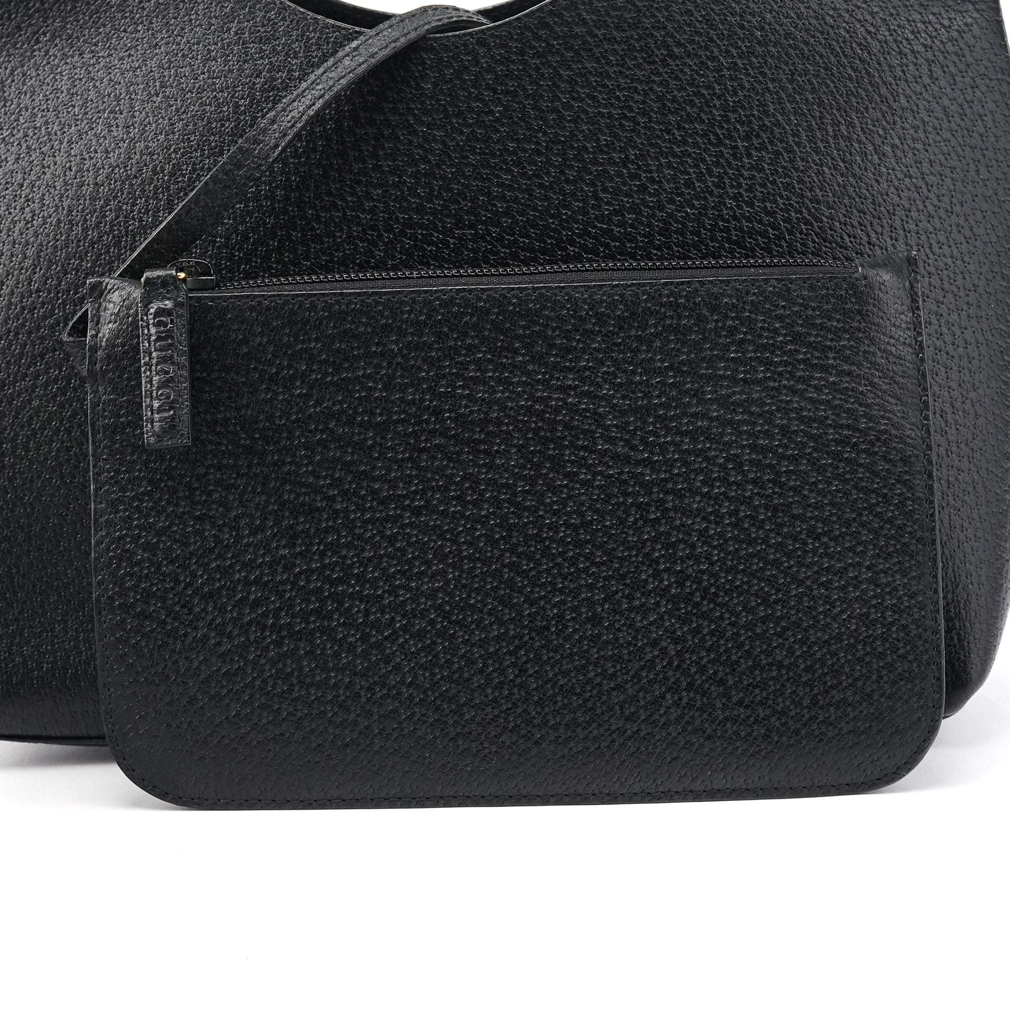001 1883 Black Leather Bamboo Hobo Bag