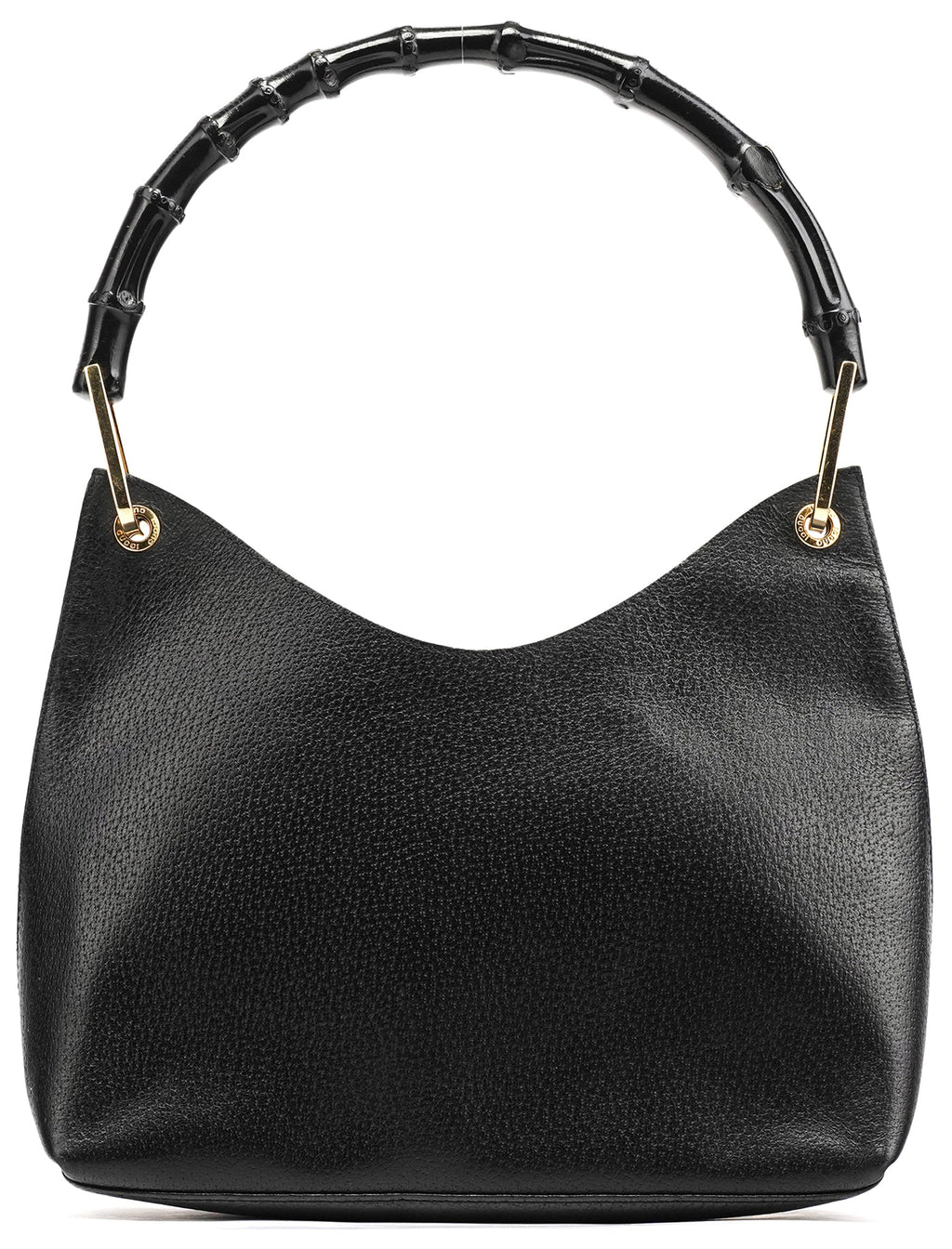 001 1883 Black Leather Bamboo Hobo Bag