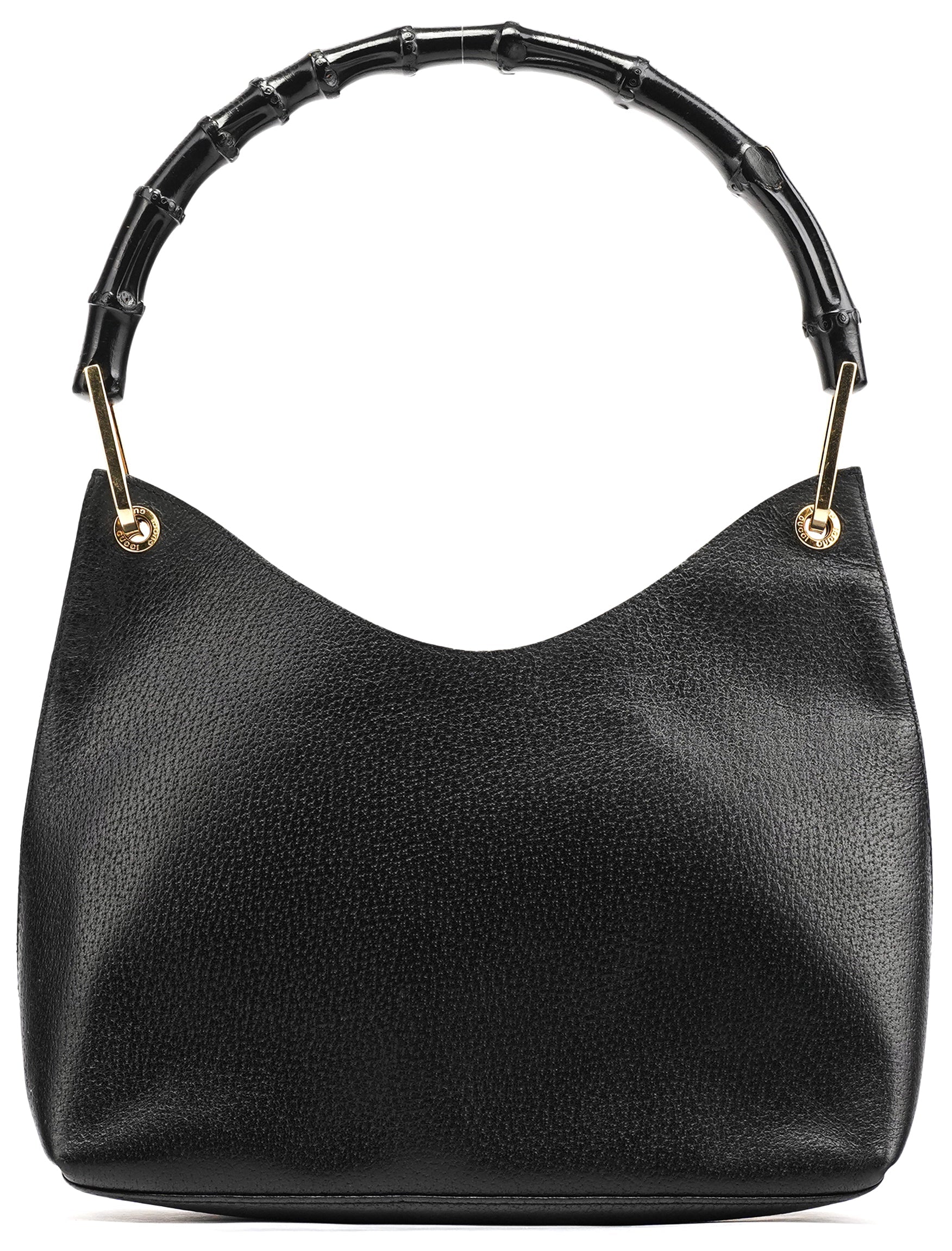 001 1883 Black Leather Bamboo Hobo Bag