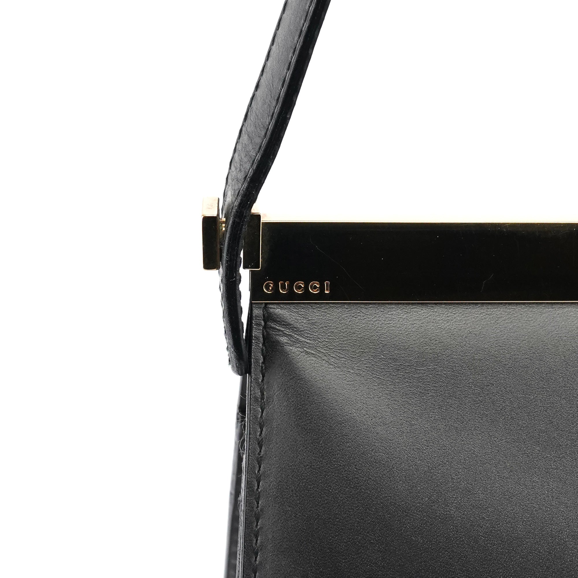 001 2058 Anthracite Leather Frame Shoulder Bag