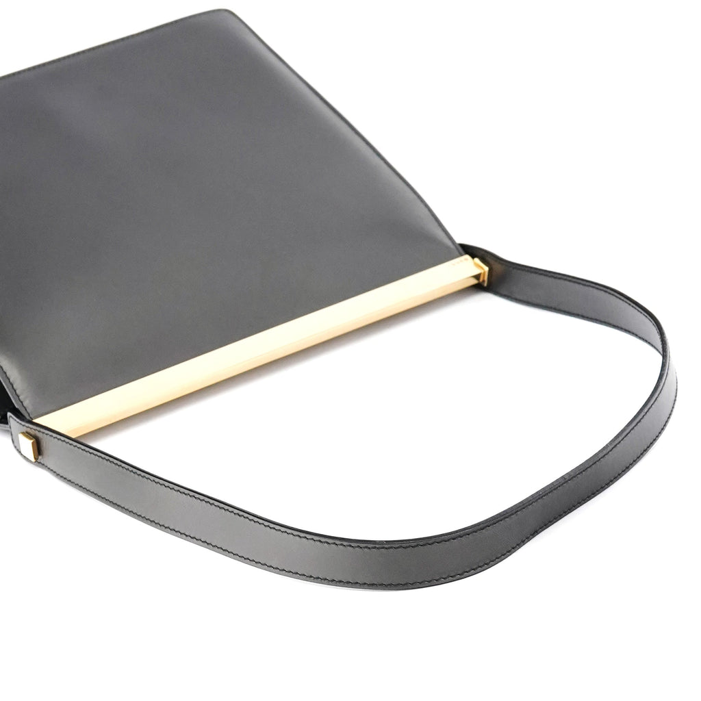 001 2058 Anthracite Leather Frame Shoulder Bag