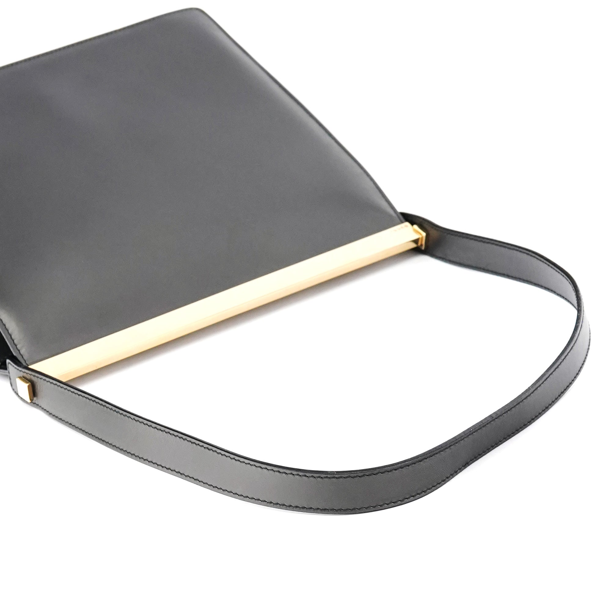 001 2058 Anthracite Leather Frame Shoulder Bag