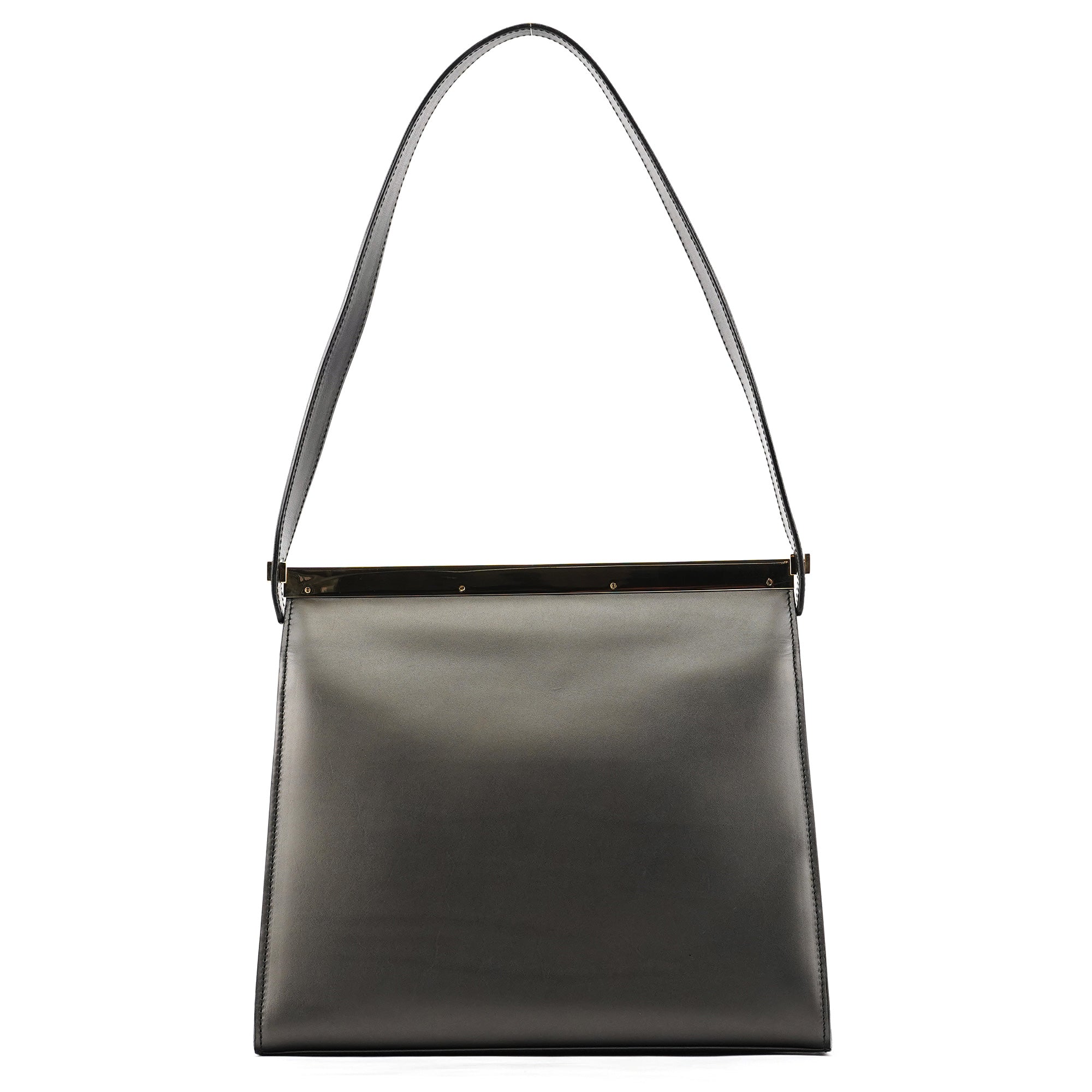 001 2058 Anthracite Leather Frame Shoulder Bag