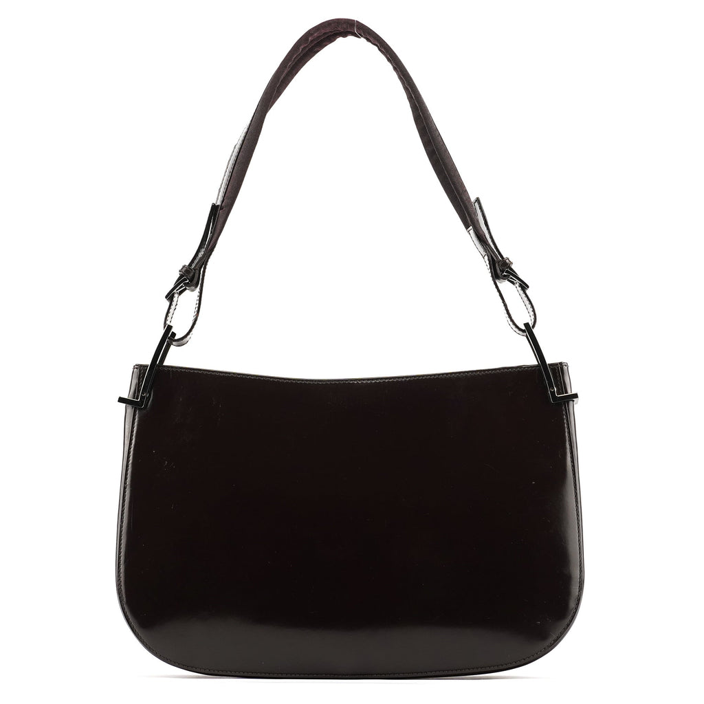 001 3193 Brown Patent Leather Shoulder Bag