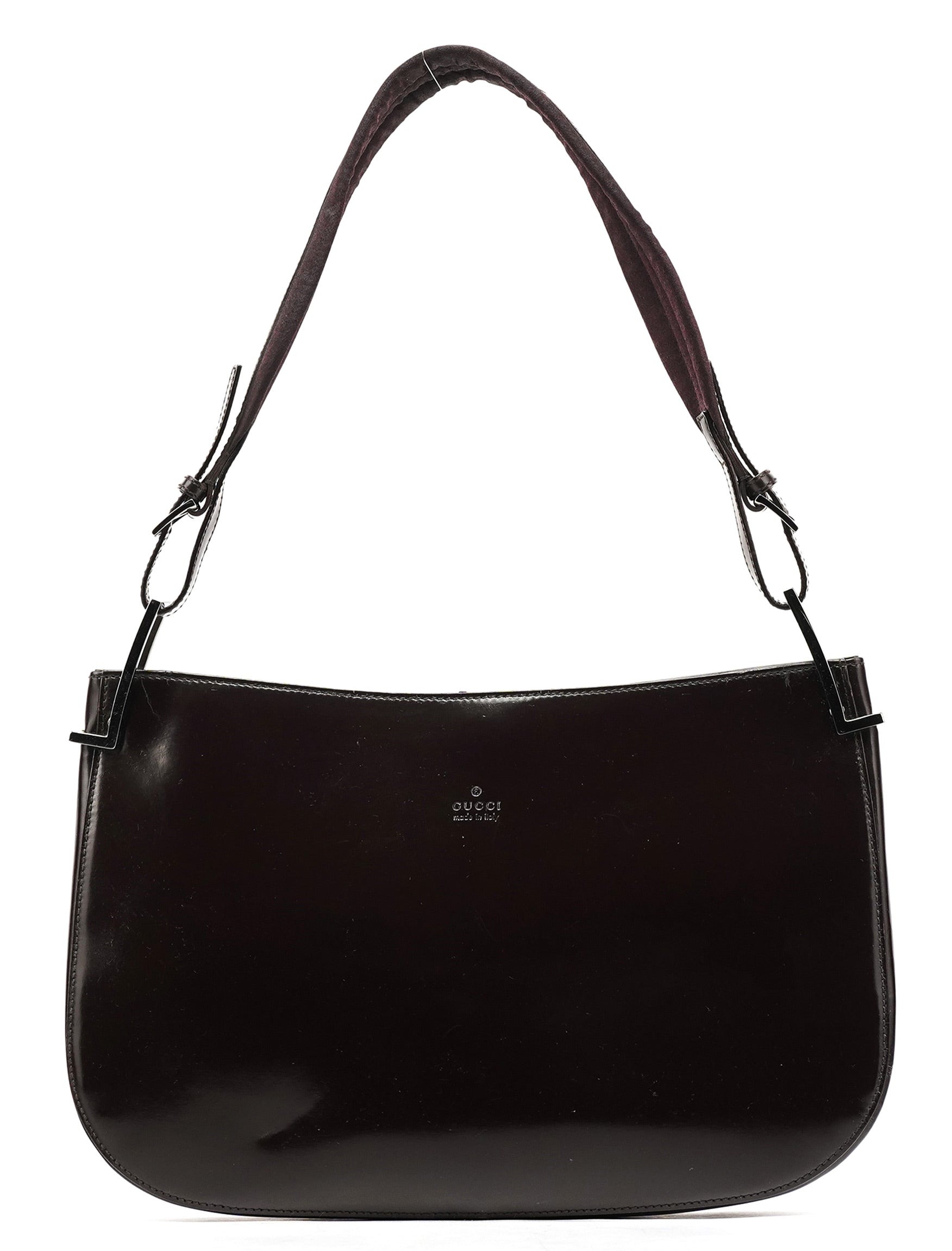 001 3193 Brown Patent Leather Shoulder Bag