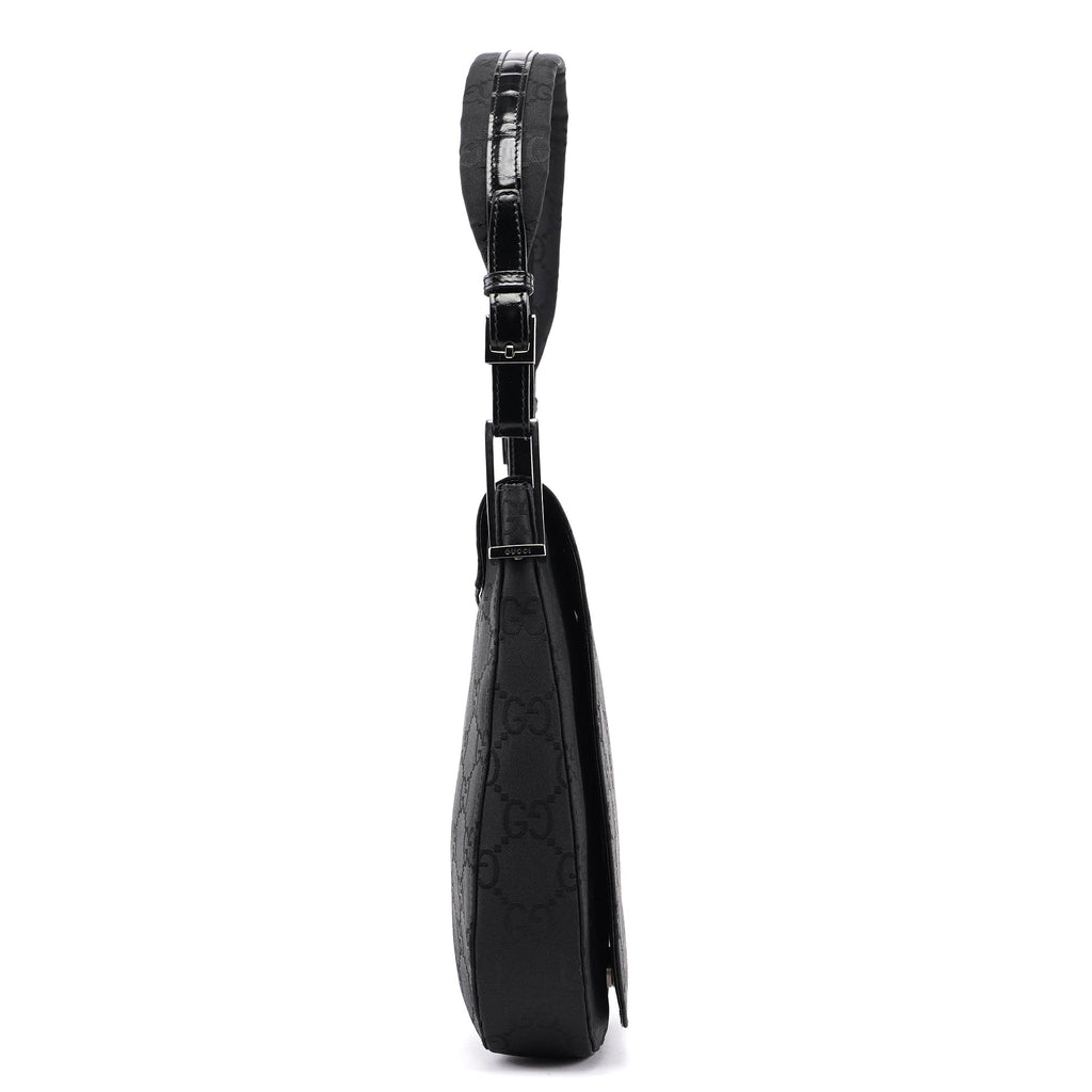 001 3195 Black GG Flap Hobo Shoulder Bag