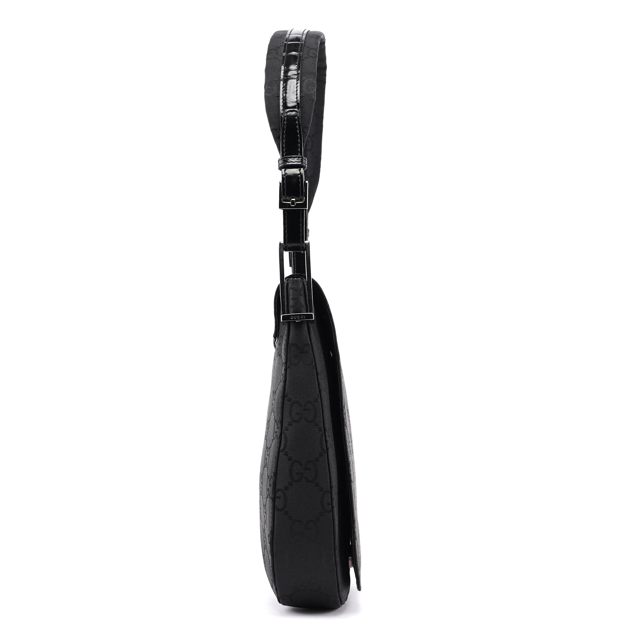 001 3195 Black GG Flap Hobo Shoulder Bag