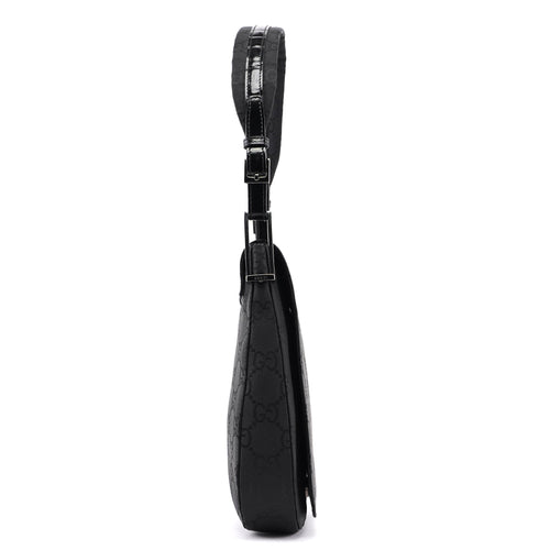 001 3195 Black GG Flap Hobo Shoulder Bag