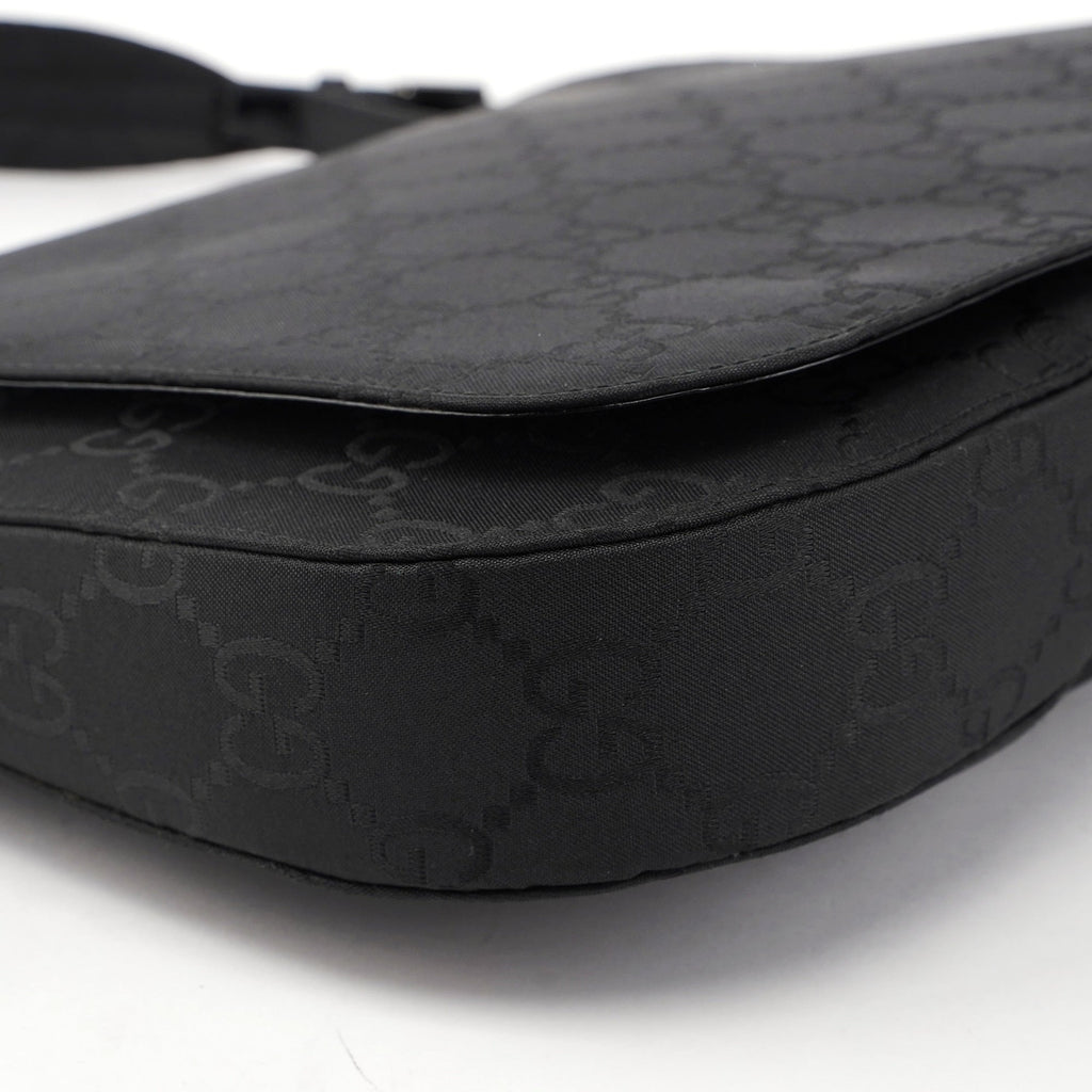 001 3195 Black GG Flap Hobo Shoulder Bag