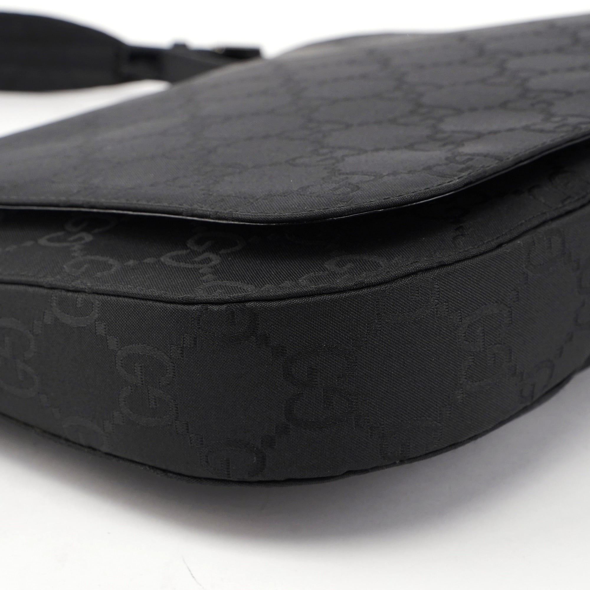 001 3195 Black GG Flap Hobo Shoulder Bag