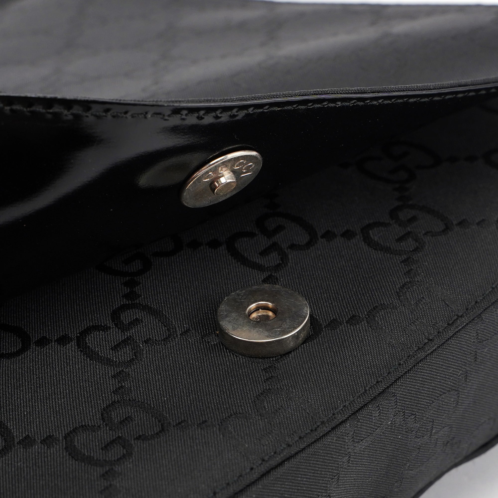 001 3195 Black GG Flap Hobo Shoulder Bag