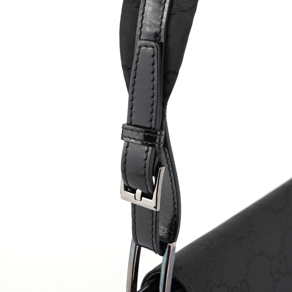 001 3195 Black GG Flap Hobo Shoulder Bag