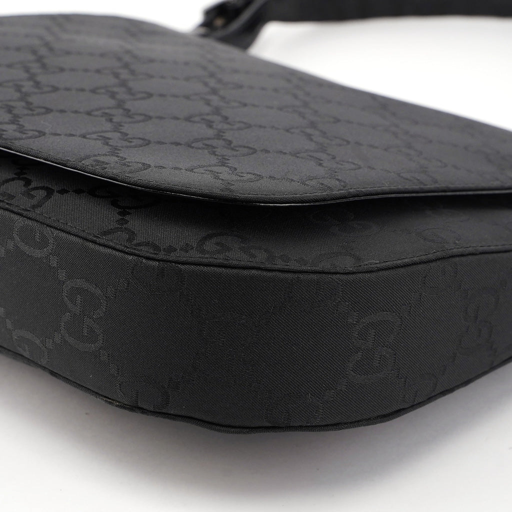 001 3195 Black GG Flap Hobo Shoulder Bag
