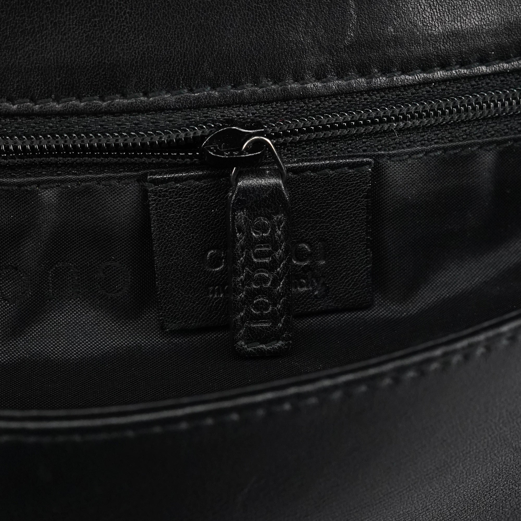 001 3239 Black Leather Bamboo Shoulder Bag