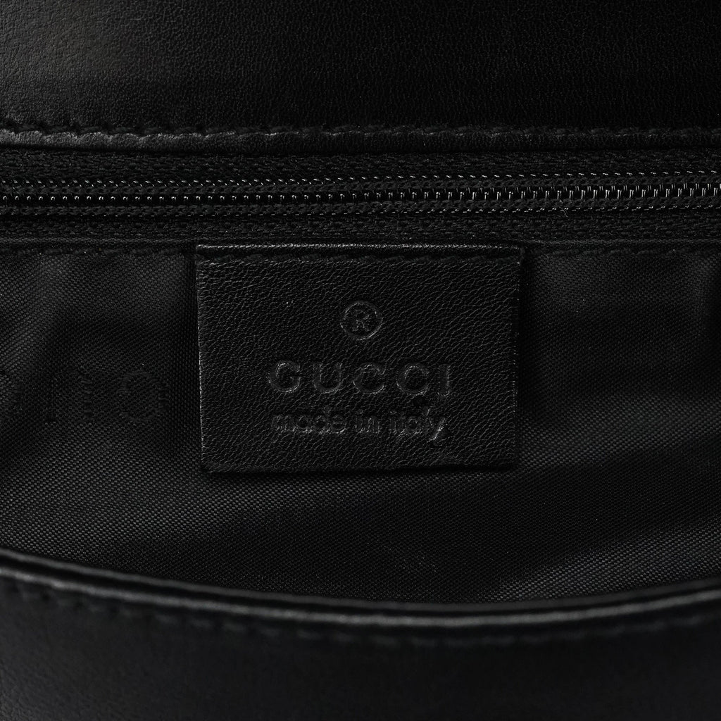 001 3239 Black Leather Bamboo Shoulder Bag