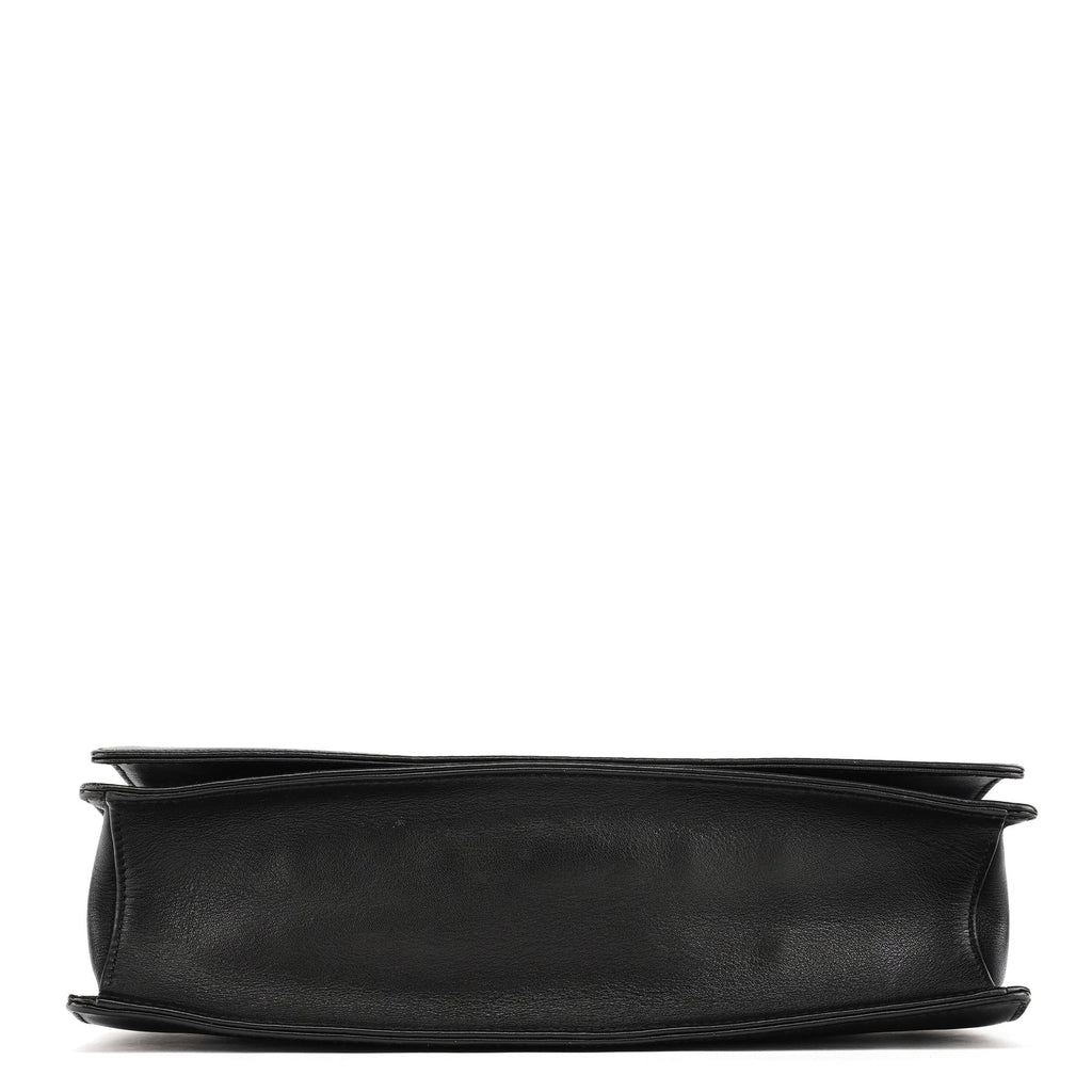 001 3239 Black Leather Bamboo Shoulder Bag