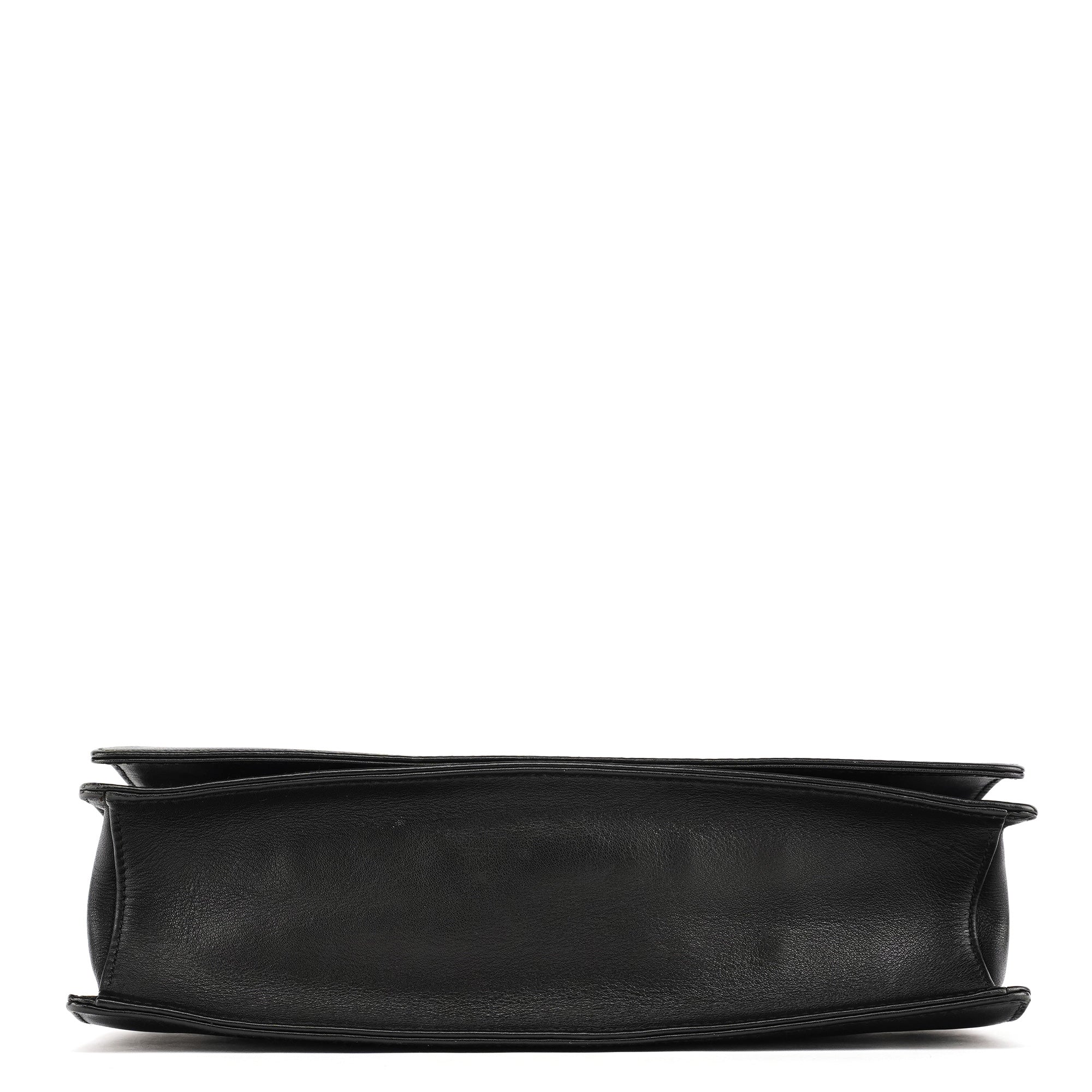 001 3239 Black Leather Bamboo Shoulder Bag