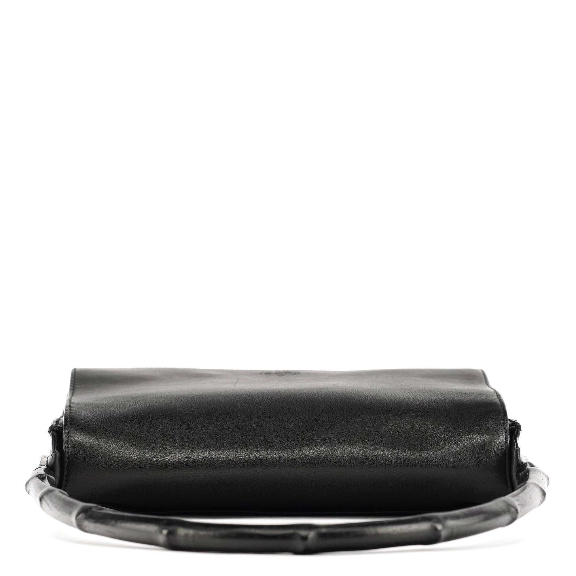 001 3239 Black Leather Bamboo Shoulder Bag