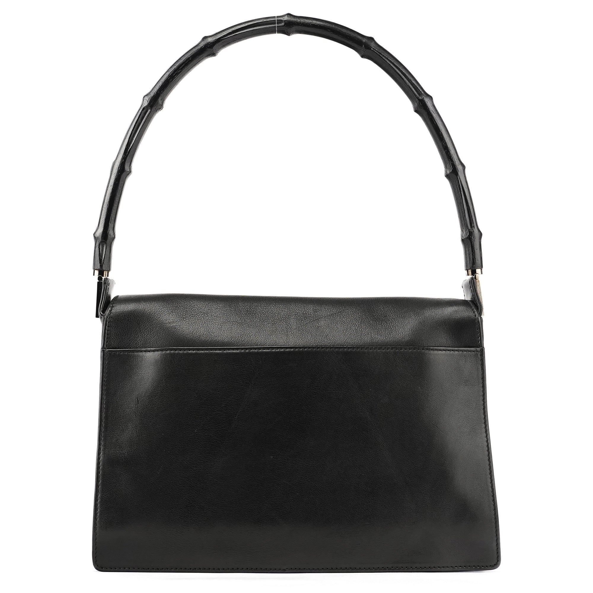 001 3239 Black Leather Bamboo Shoulder Bag