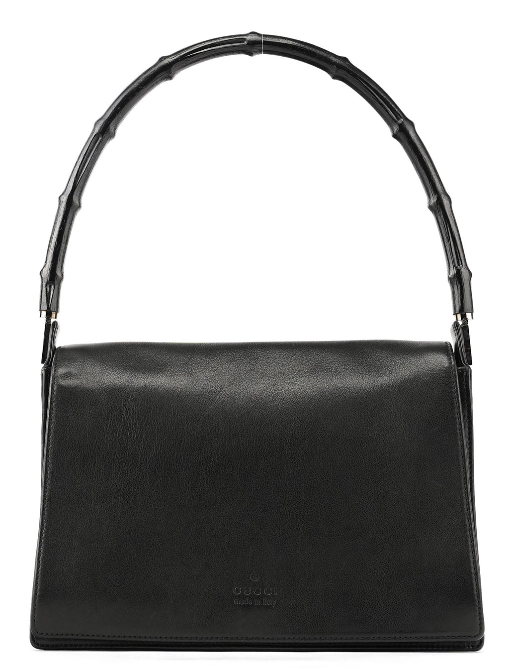 001 3239 Black Leather Bamboo Shoulder Bag