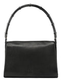 001 3239 Black Leather Bamboo Shoulder Bag