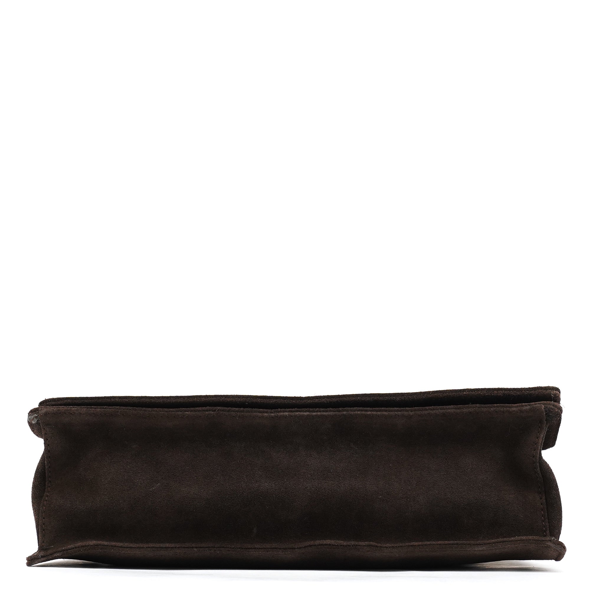 001 3239 Brown Suede Bamboo Flap Shoulder Bag