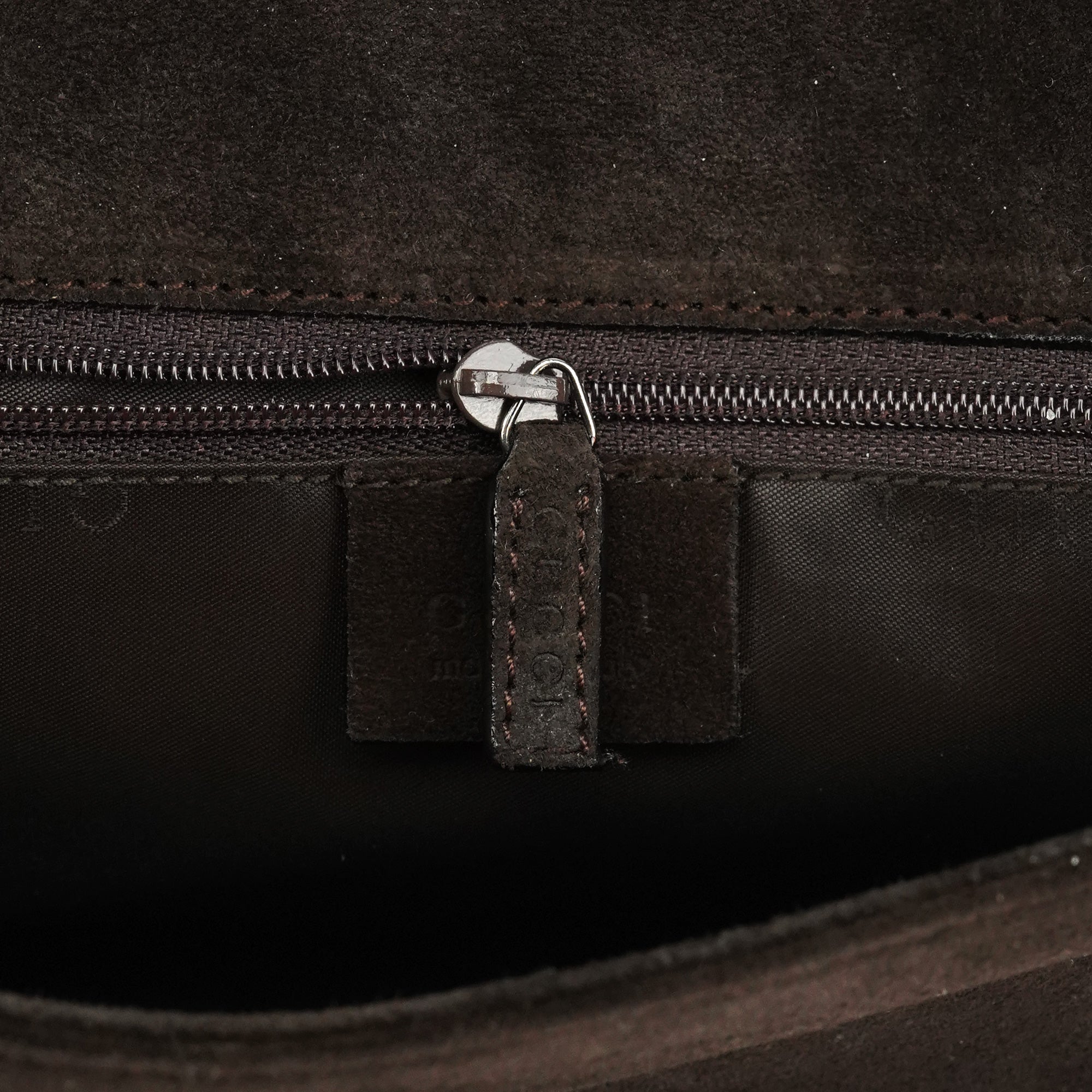 001 3239 Brown Suede Bamboo Flap Shoulder Bag
