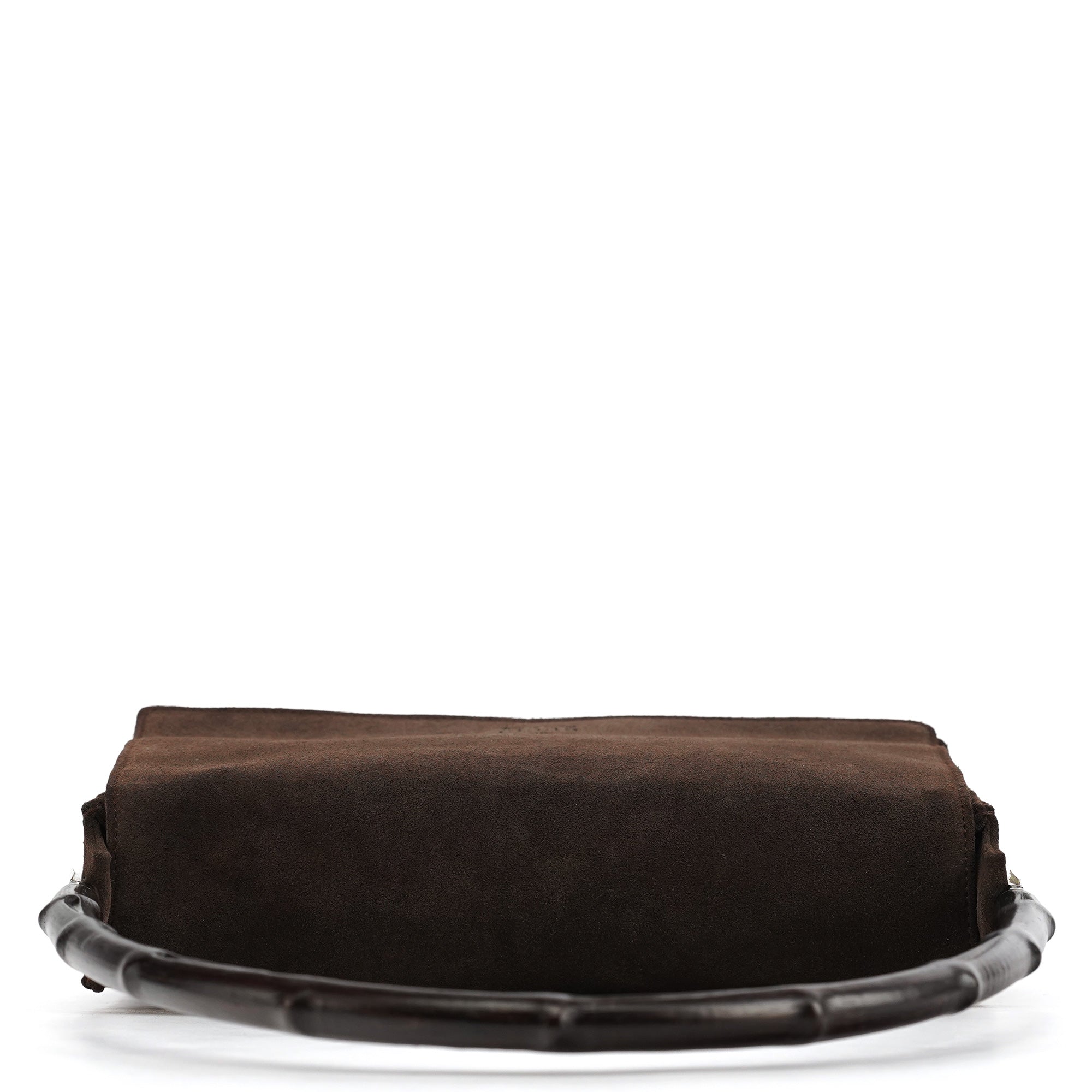 001 3239 Brown Suede Bamboo Flap Shoulder Bag