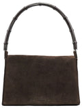 001 3239 Brown Suede Bamboo Flap Shoulder Bag
