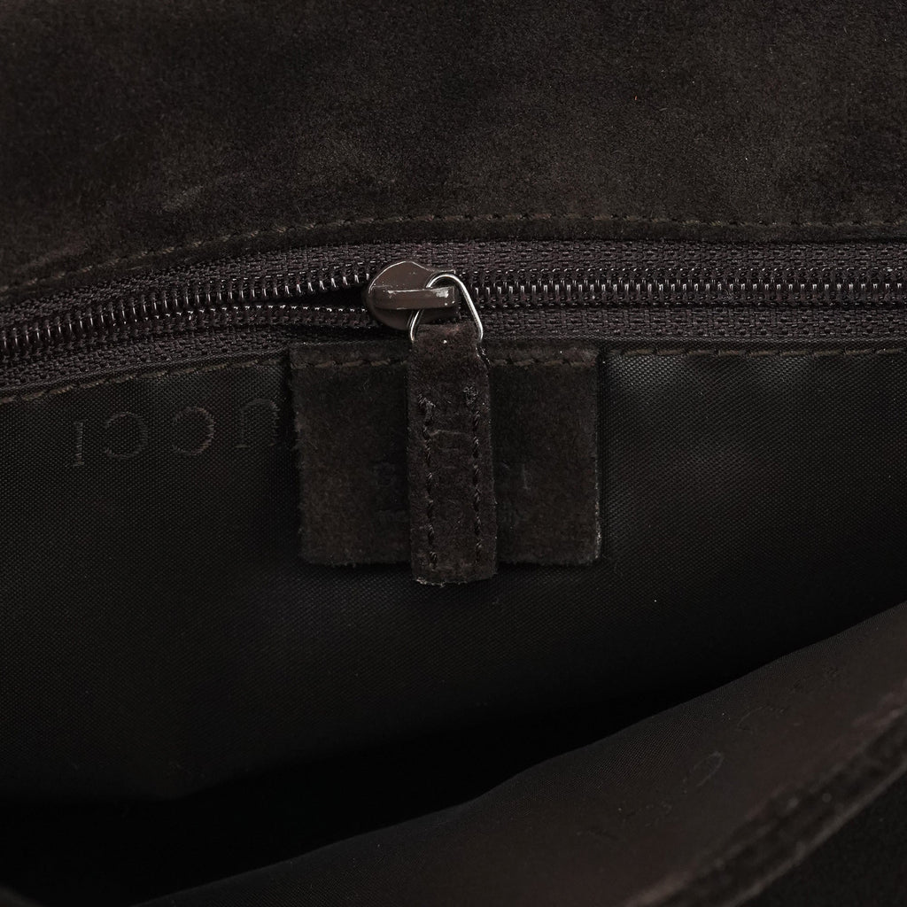 001 3239 Brown Suede Bamboo Shoulder Bag