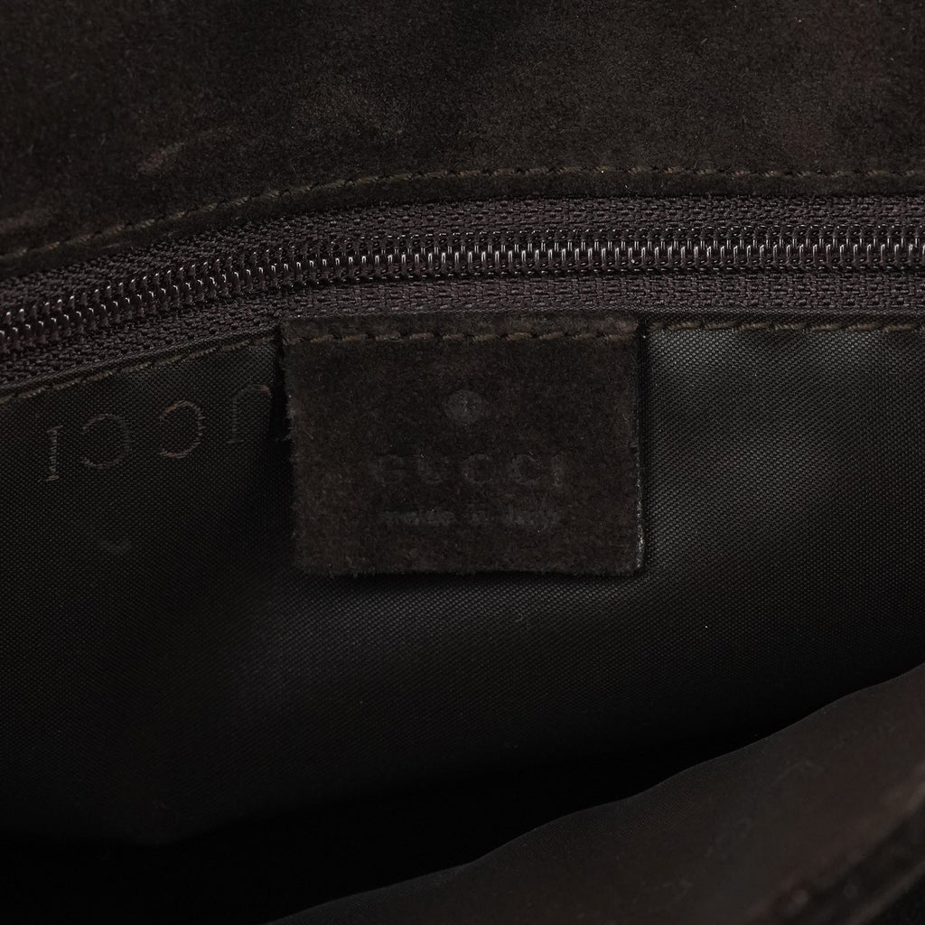 001 3239 Brown Suede Bamboo Shoulder Bag