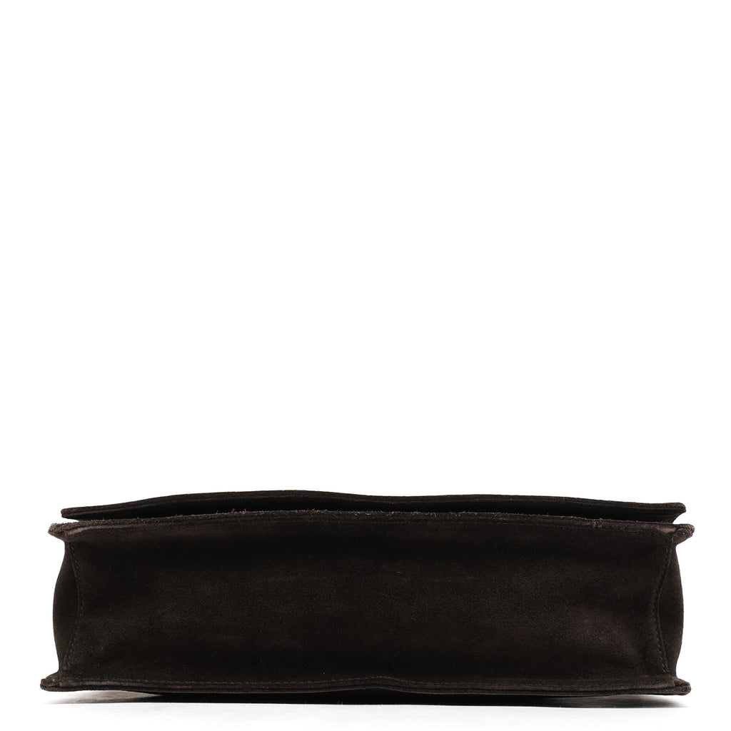 001 3239 Brown Suede Bamboo Shoulder Bag