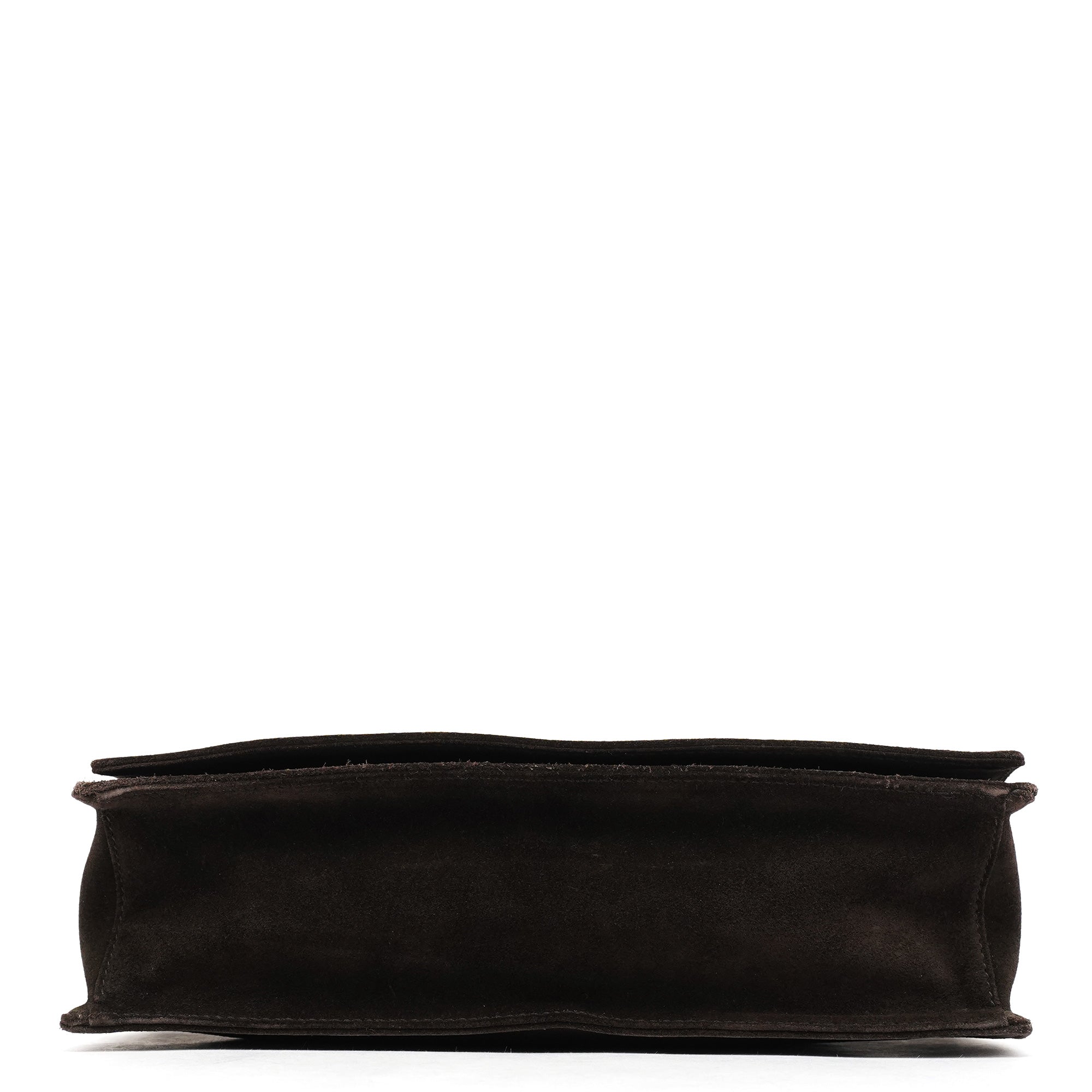 001 3239 Brown Suede Bamboo Shoulder Bag