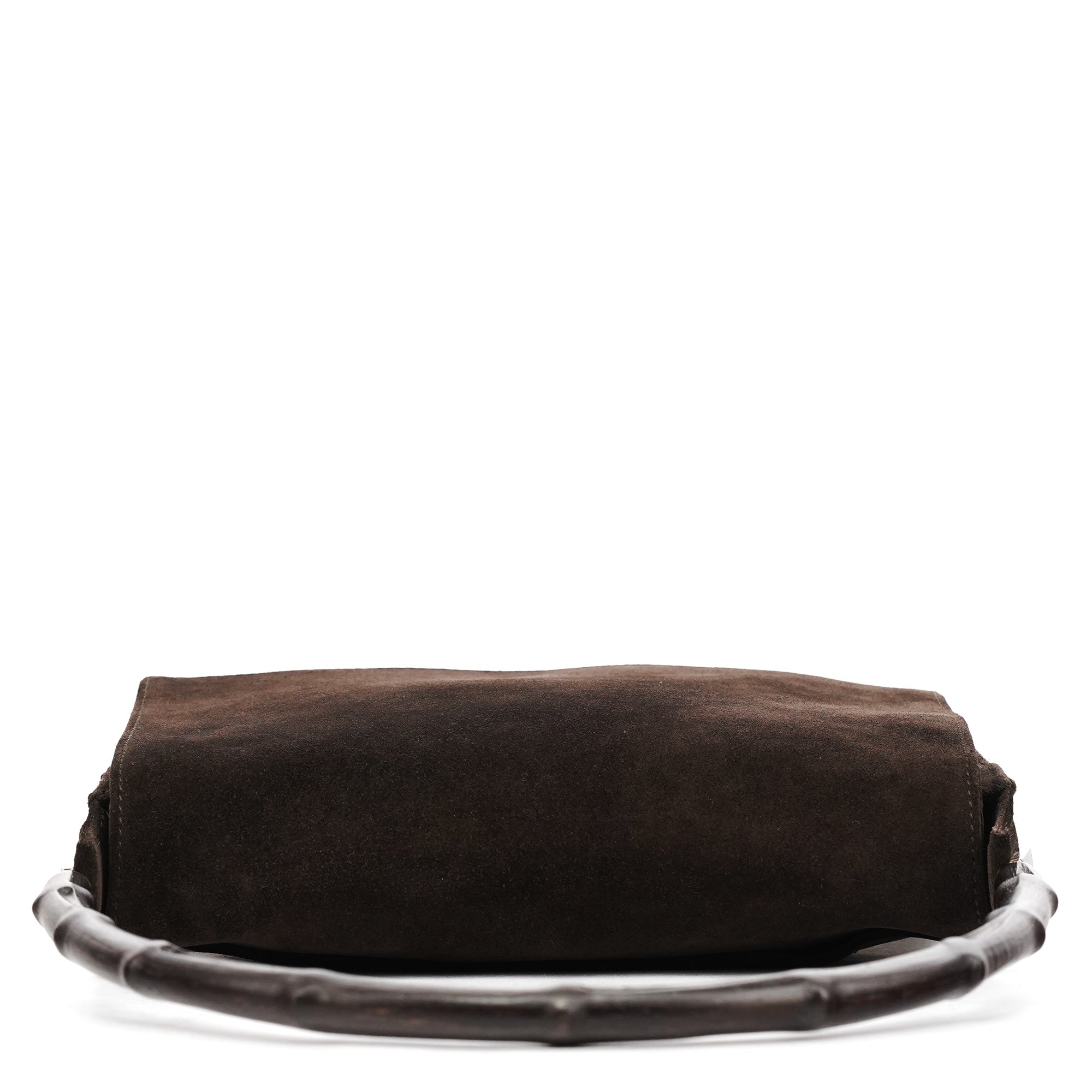 001 3239 Brown Suede Bamboo Shoulder Bag
