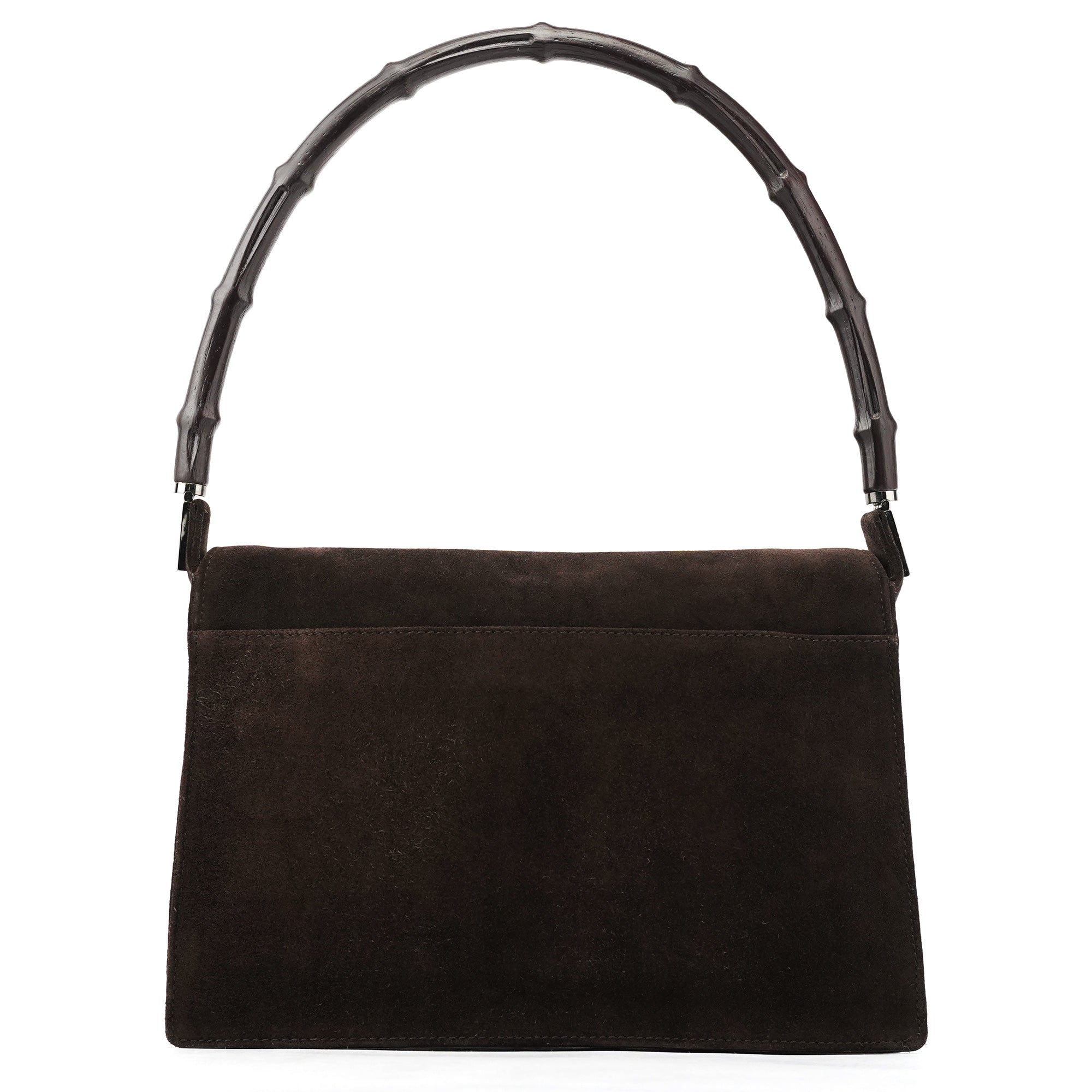 001 3239 Brown Suede Bamboo Shoulder Bag