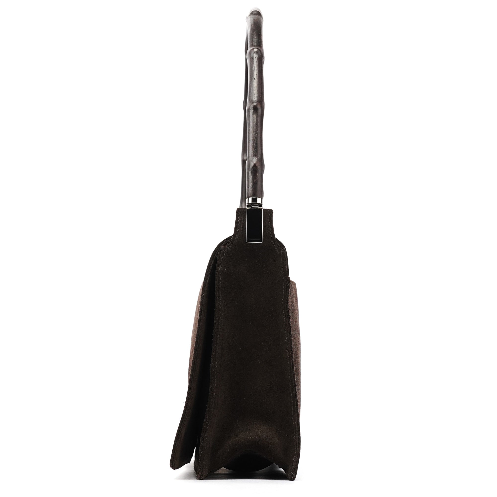 001 3239 Brown Suede Bamboo Shoulder Bag