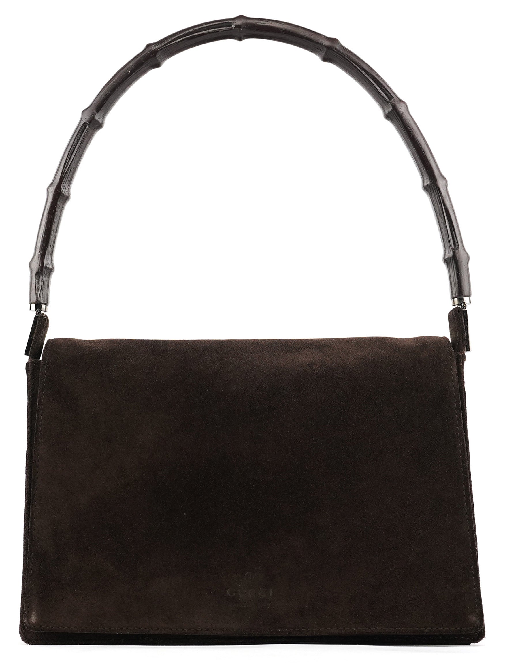 001 3239 Brown Suede Bamboo Shoulder Bag