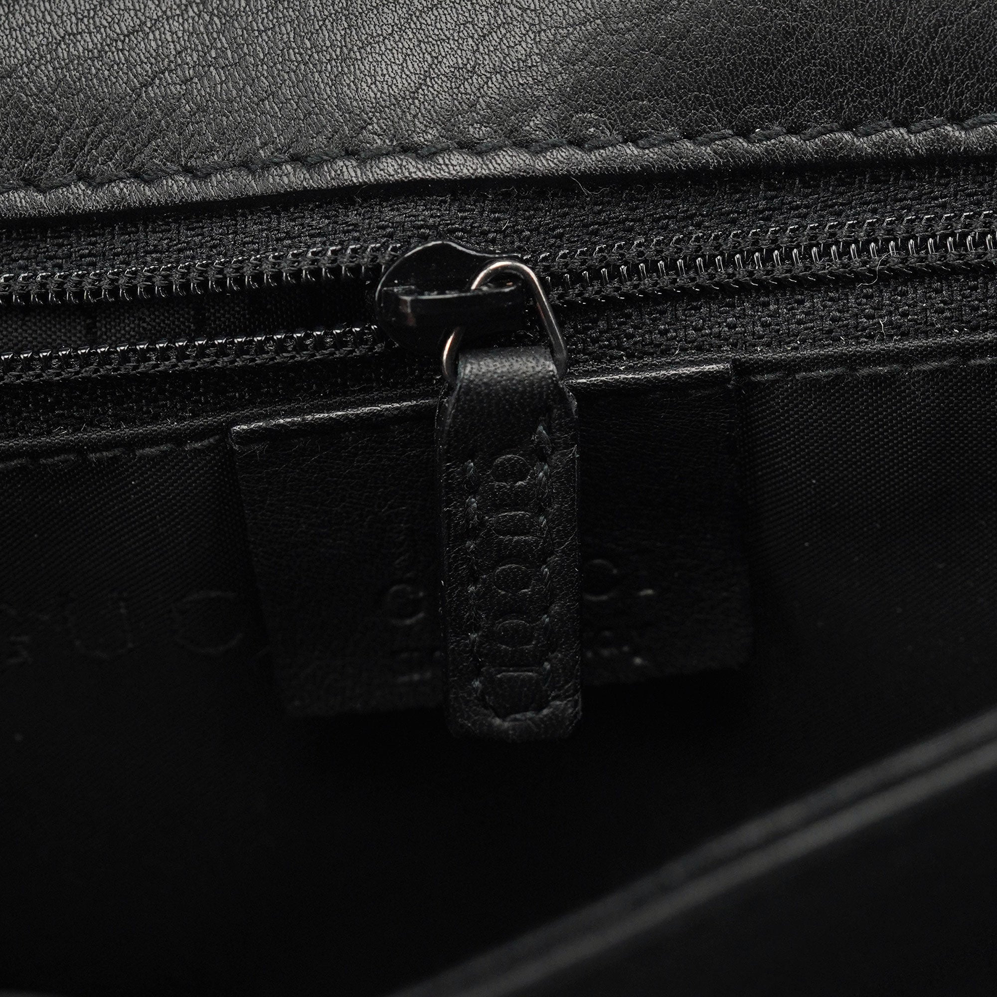 001 3243 Black Calfskin Bamboo Flap Shoulder Bag