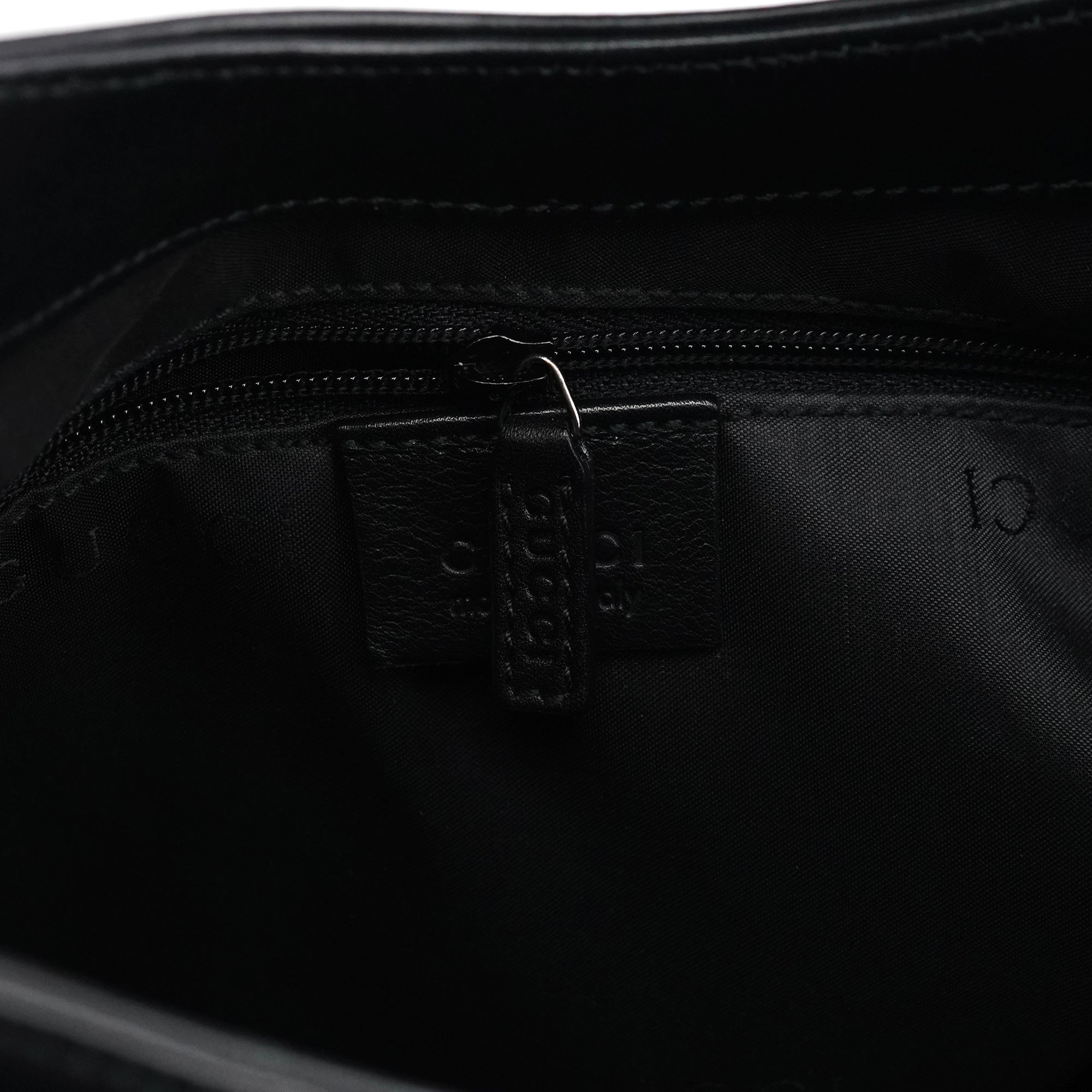 001 3244 Black Calfskin Bamboo Shoulder Bag