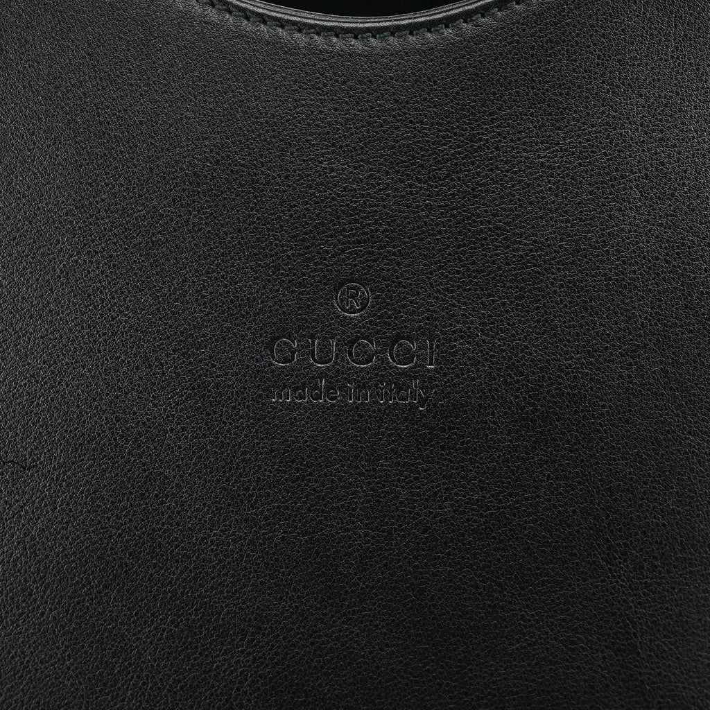 001 3244 Black Calfskin Bamboo Shoulder Bag