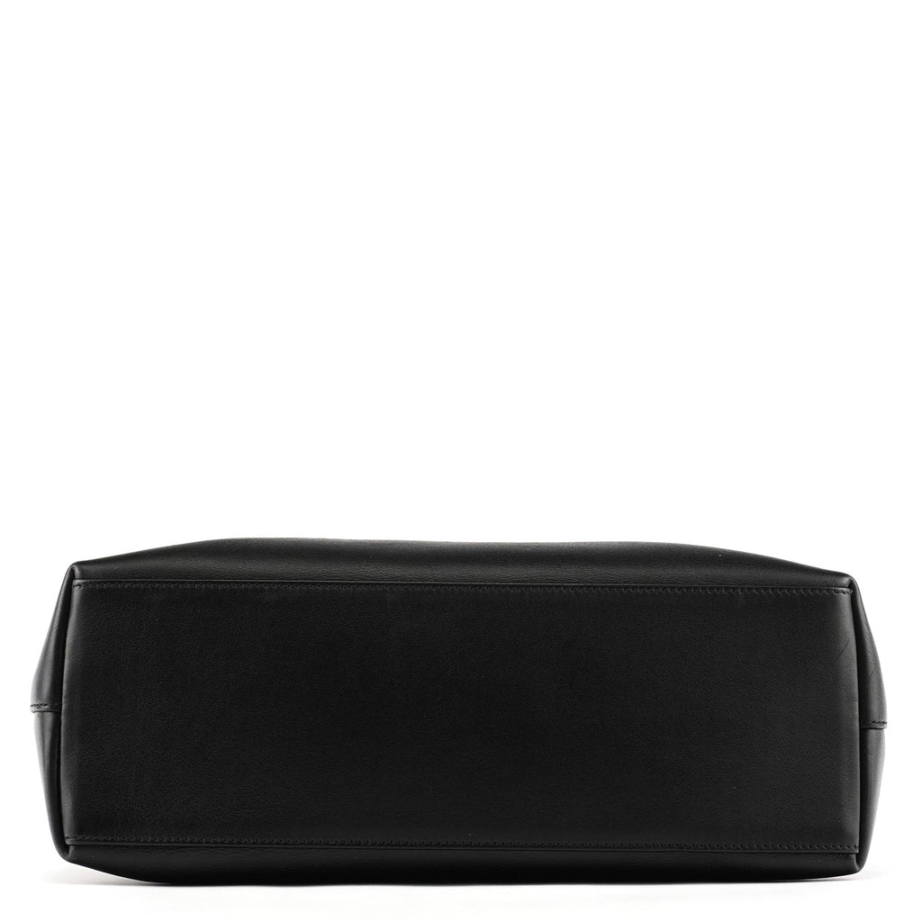 001 3244 Black Calfskin Bamboo Shoulder Bag