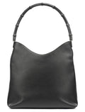 001 3244 Black Calfskin Bamboo Shoulder Bag