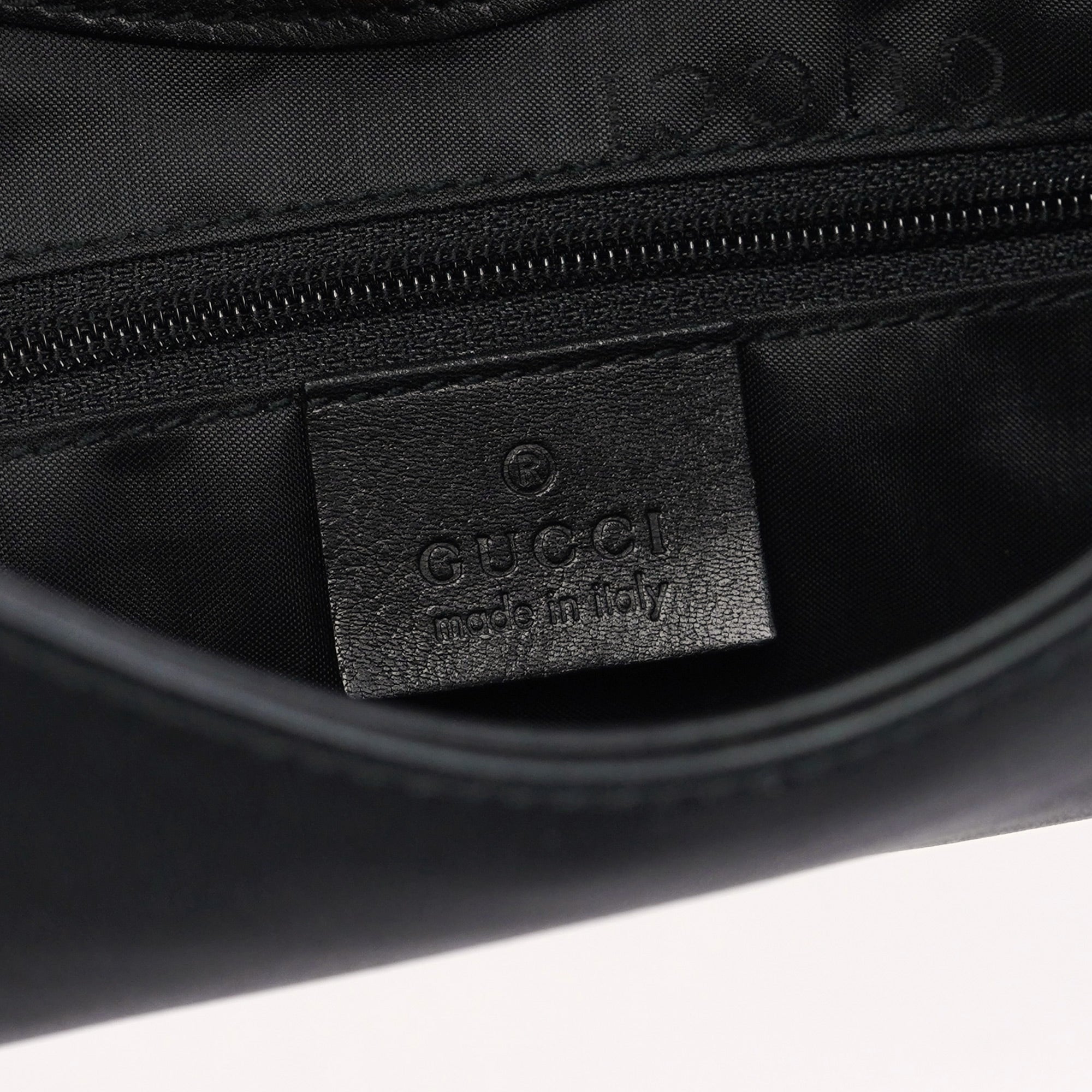 001 3244 Black Calfskin Bamboo Shoulder Bag