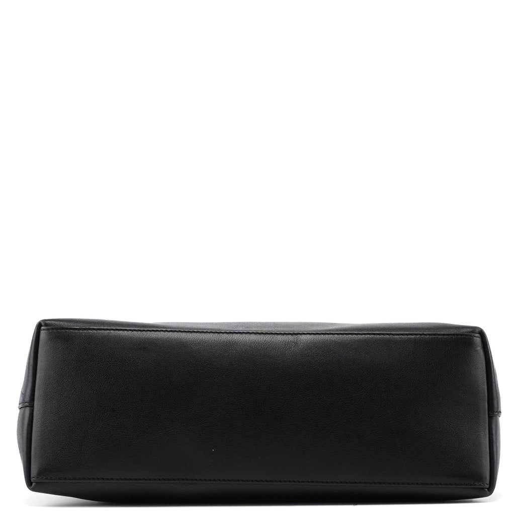 001 3244 Black Leather Bamboo Shoulder Bag