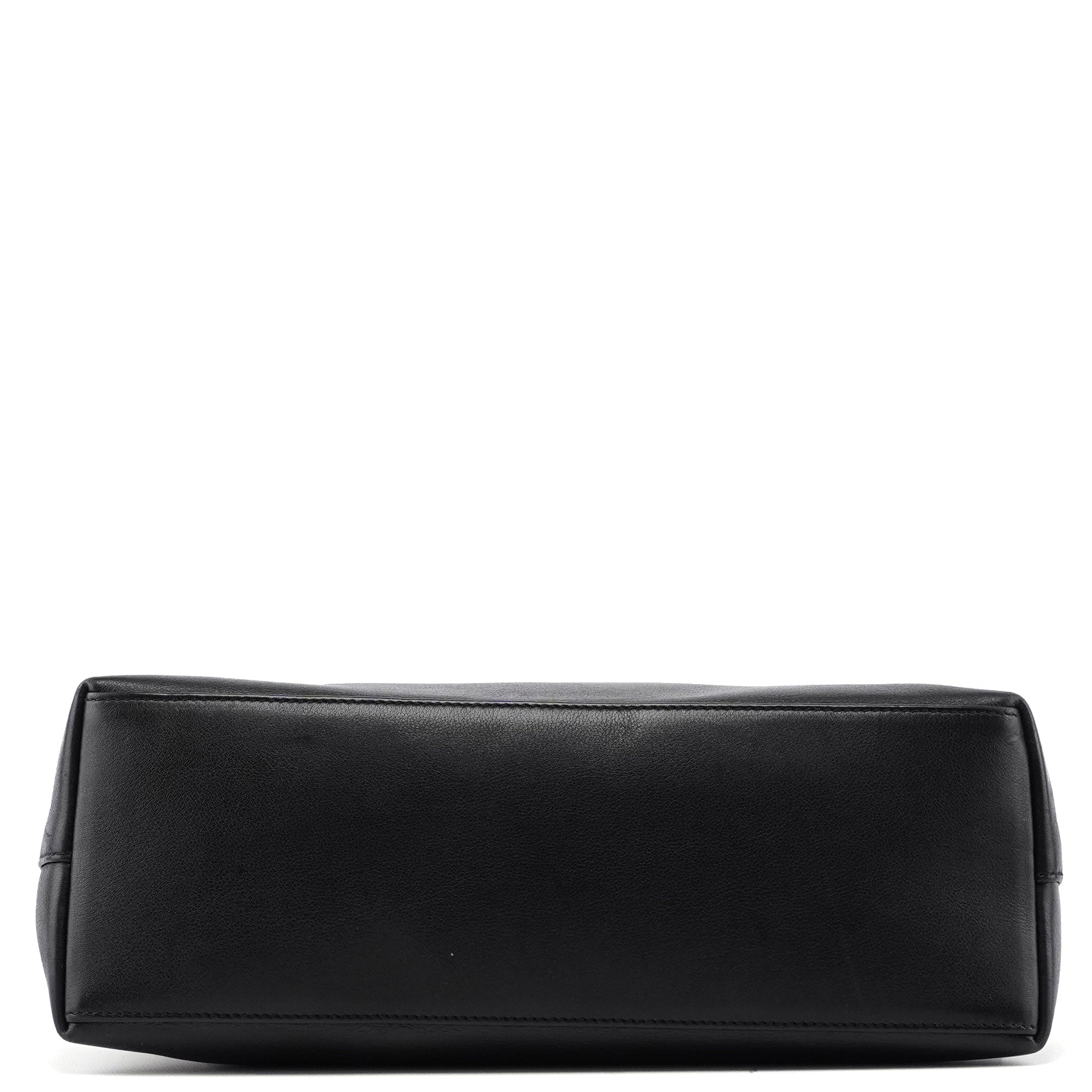001 3244 Black Leather Bamboo Shoulder Bag
