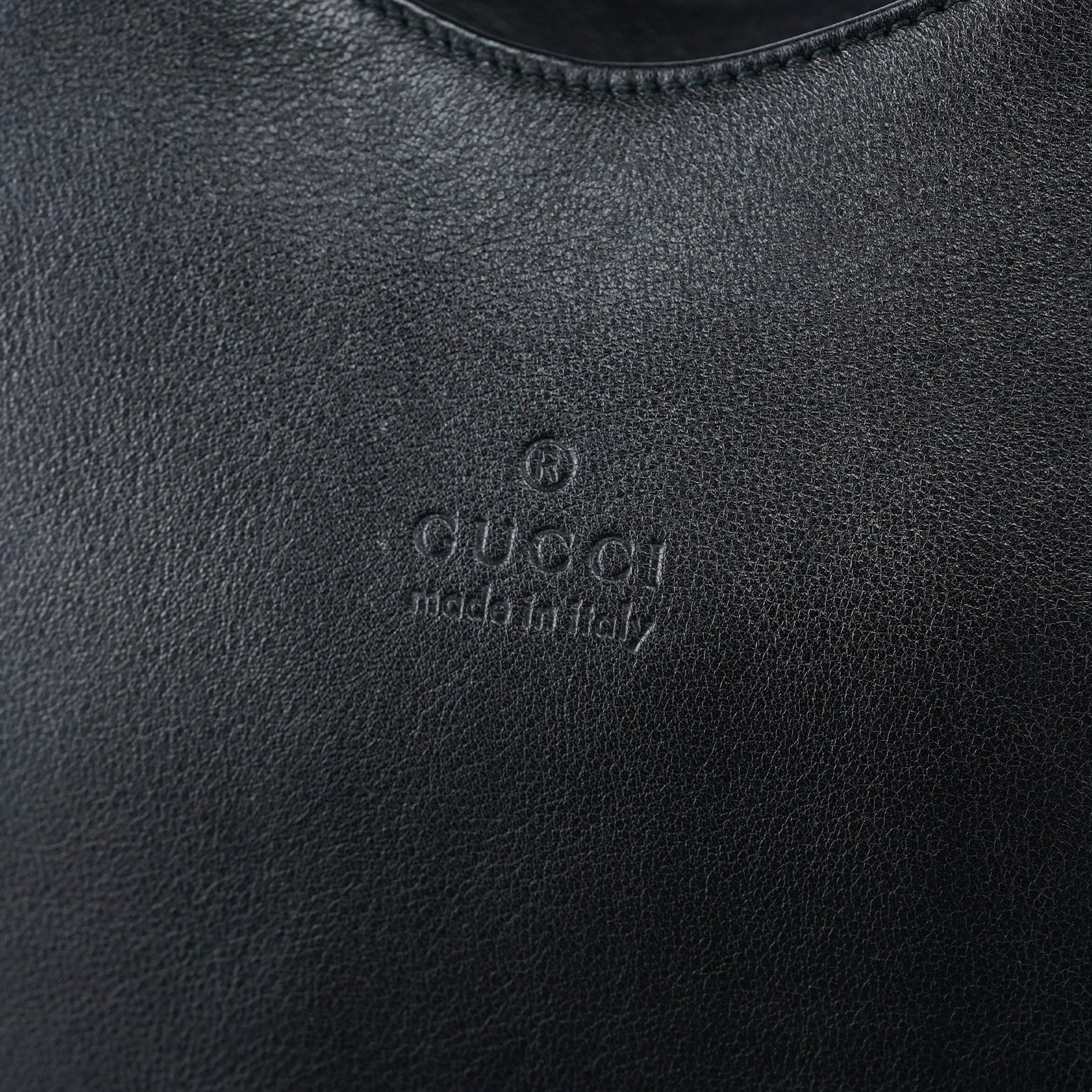 001 3244 Black Leather Bamboo Shoulder Bag