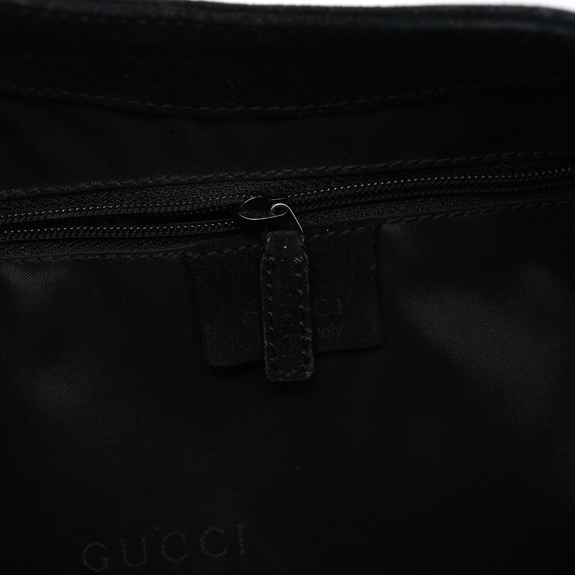 001 3244 Black Suede Bamboo Shoulder Bag