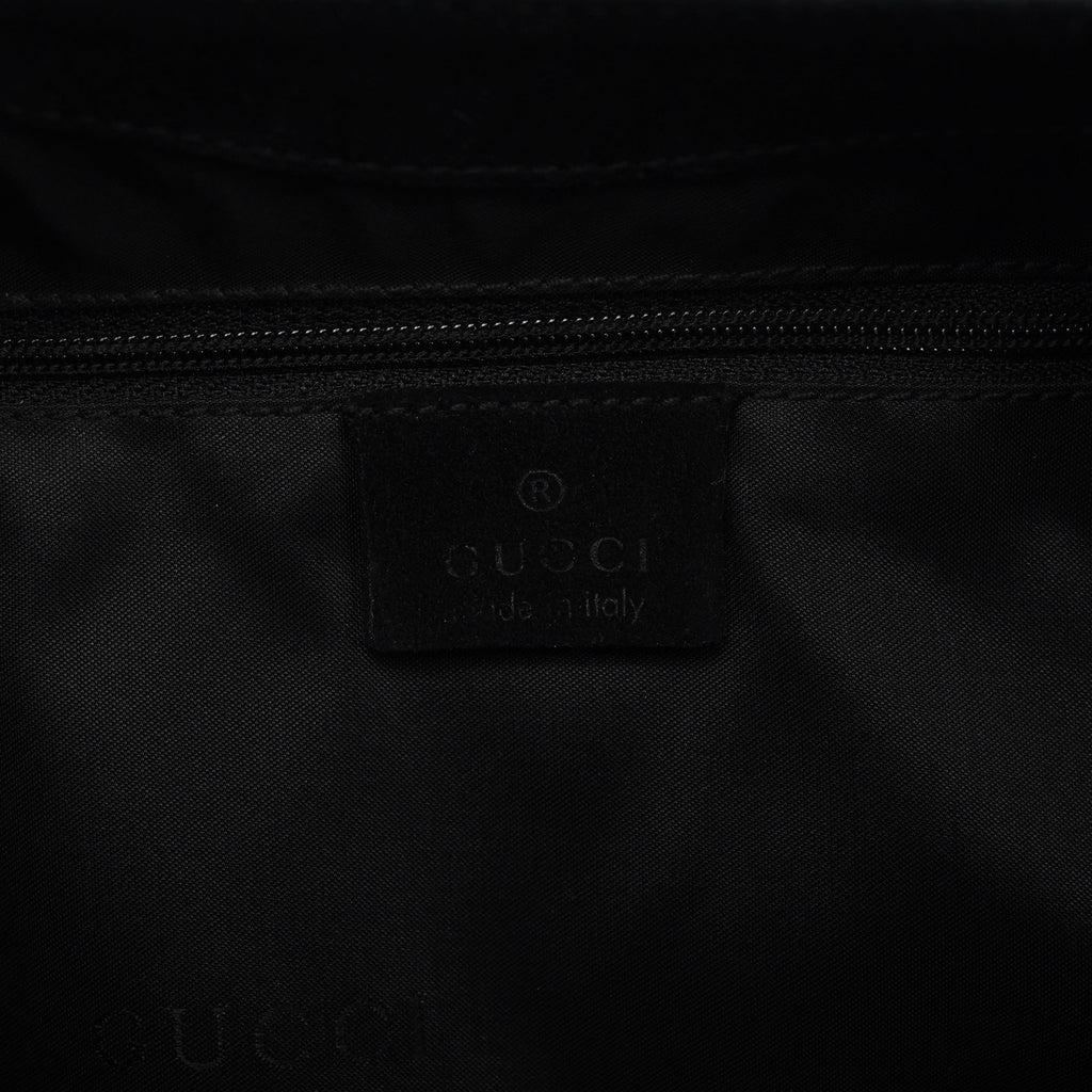 001 3244 Black Suede Bamboo Shoulder Bag